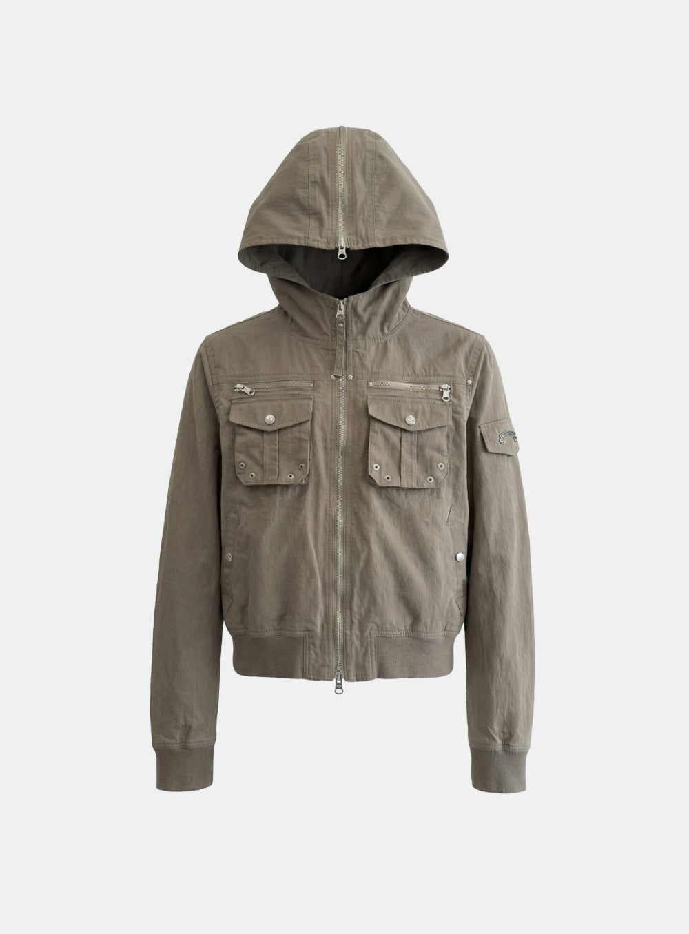 [w-jkt26-026] Daytona Nylon Hooded Jacket - Khaki Beige