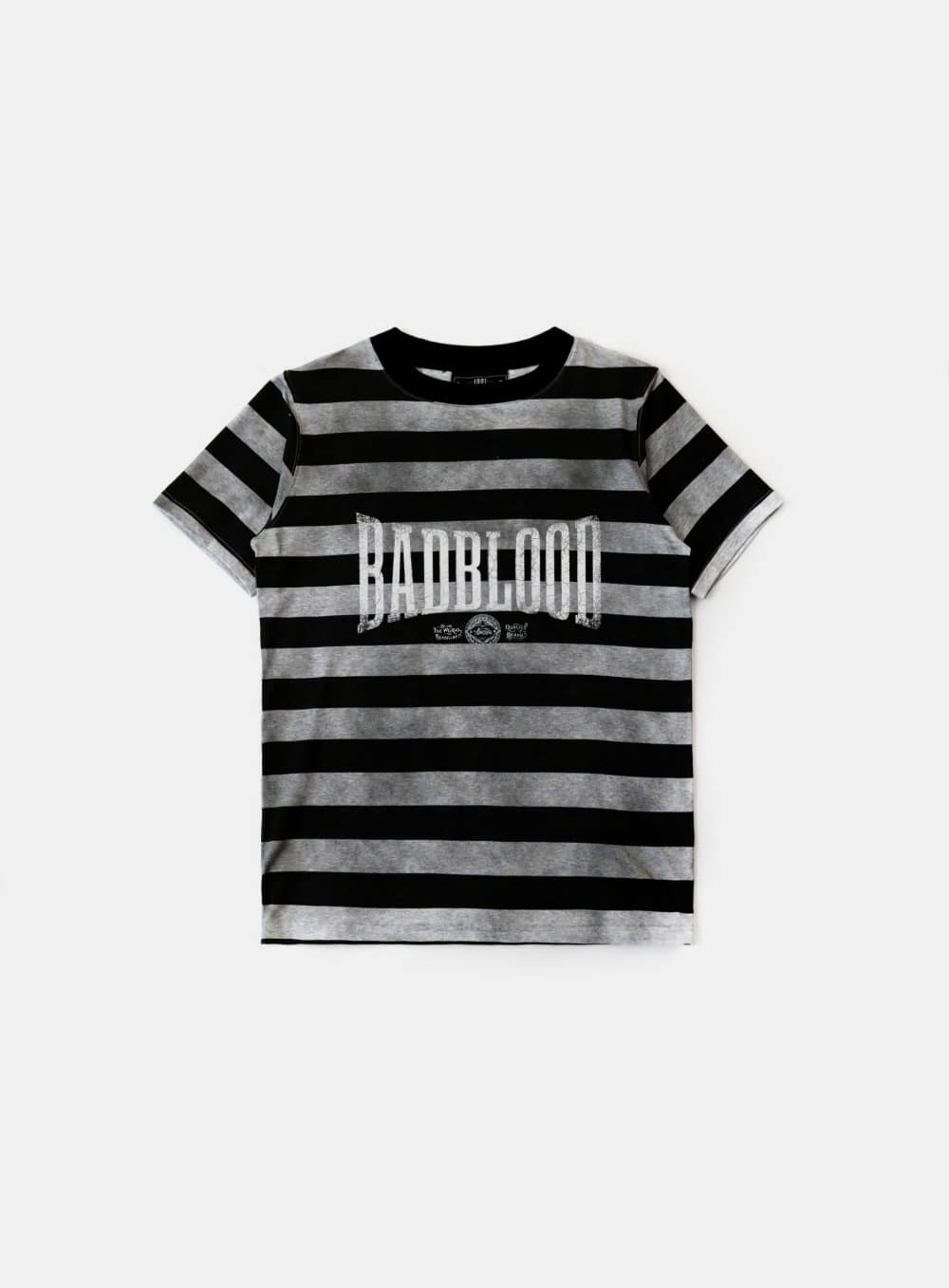 Curved Logo Dusty Stripe T-Shirt - Black/Grey