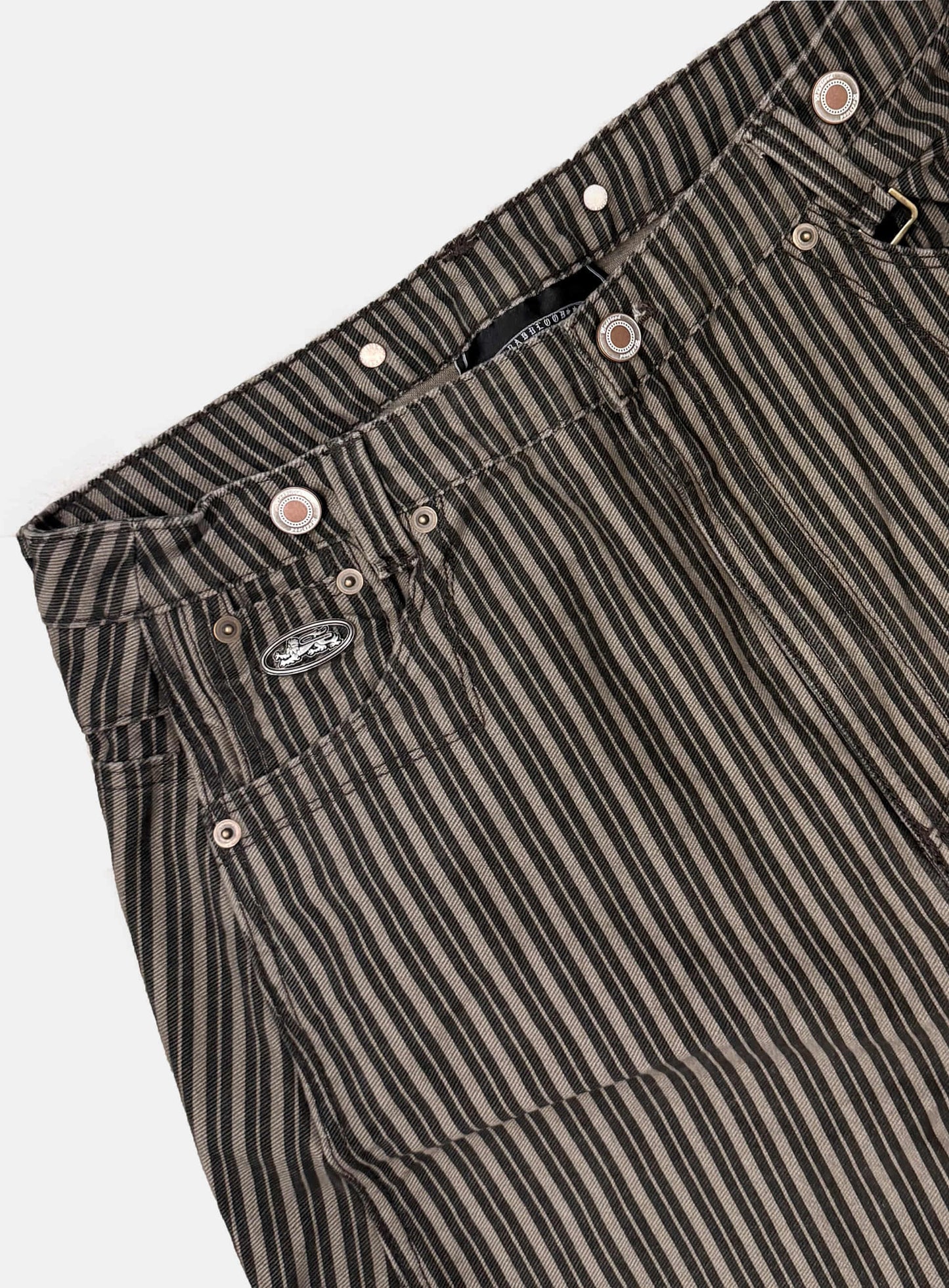 [w-pts25-126] 0509 Shinchiback Semi-Curved Pants - Brown/Striped