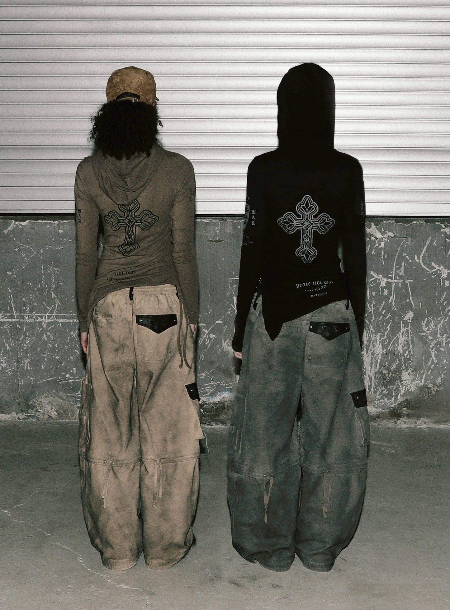 [w-pts25-114] Distressed Convertible Cargo Pants - Charcoal