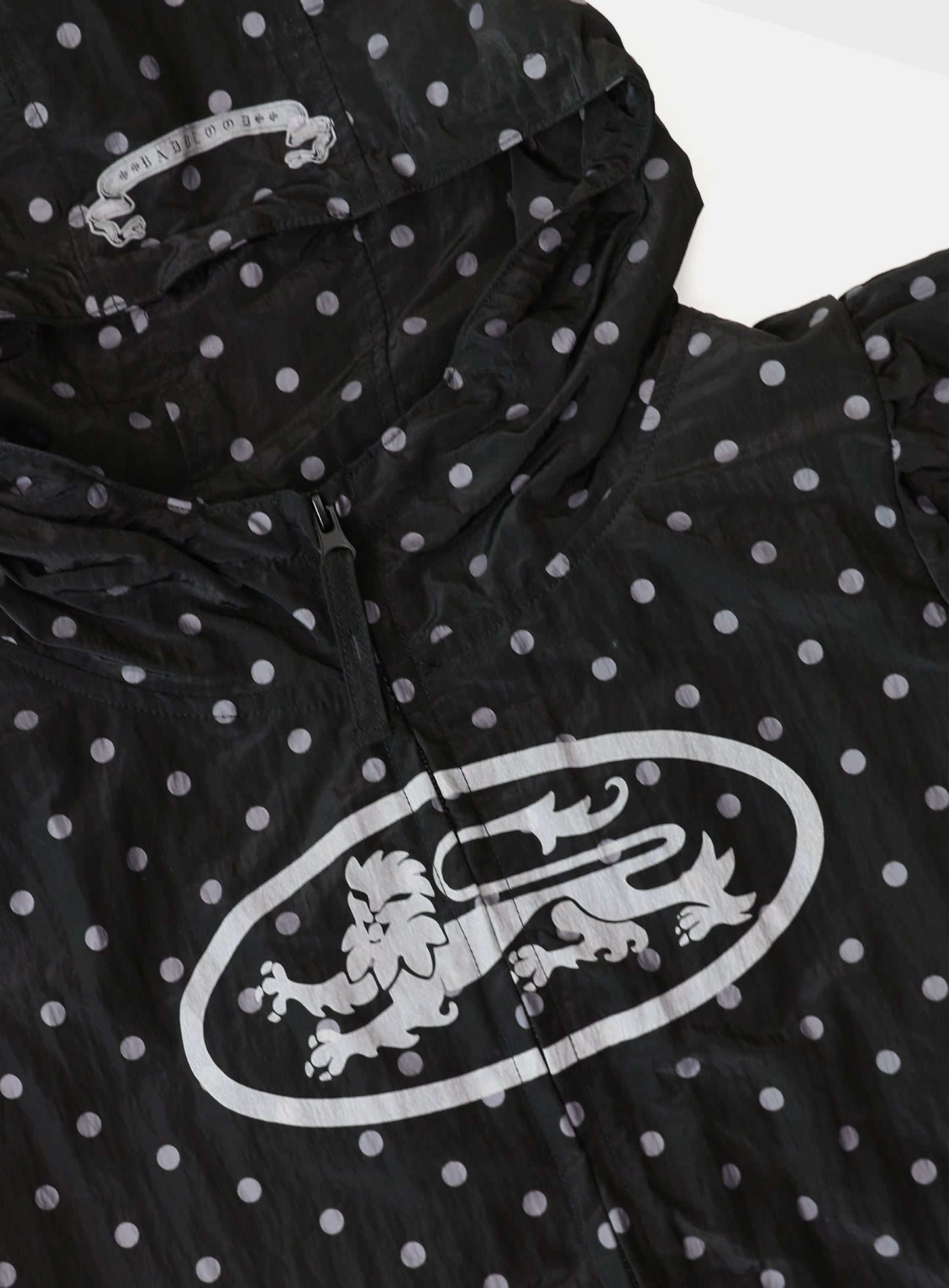 Mystic Nylon Reflective Short Sleeve Hooded Zip-Up - Black Dot