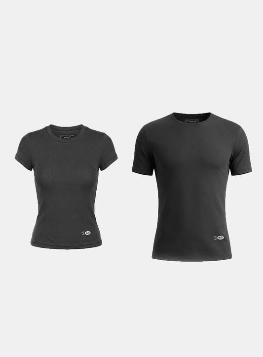 [w-tee26-056] BS Cotton Jersey Fitted Short Sleeve T-Shirt - Charcoal