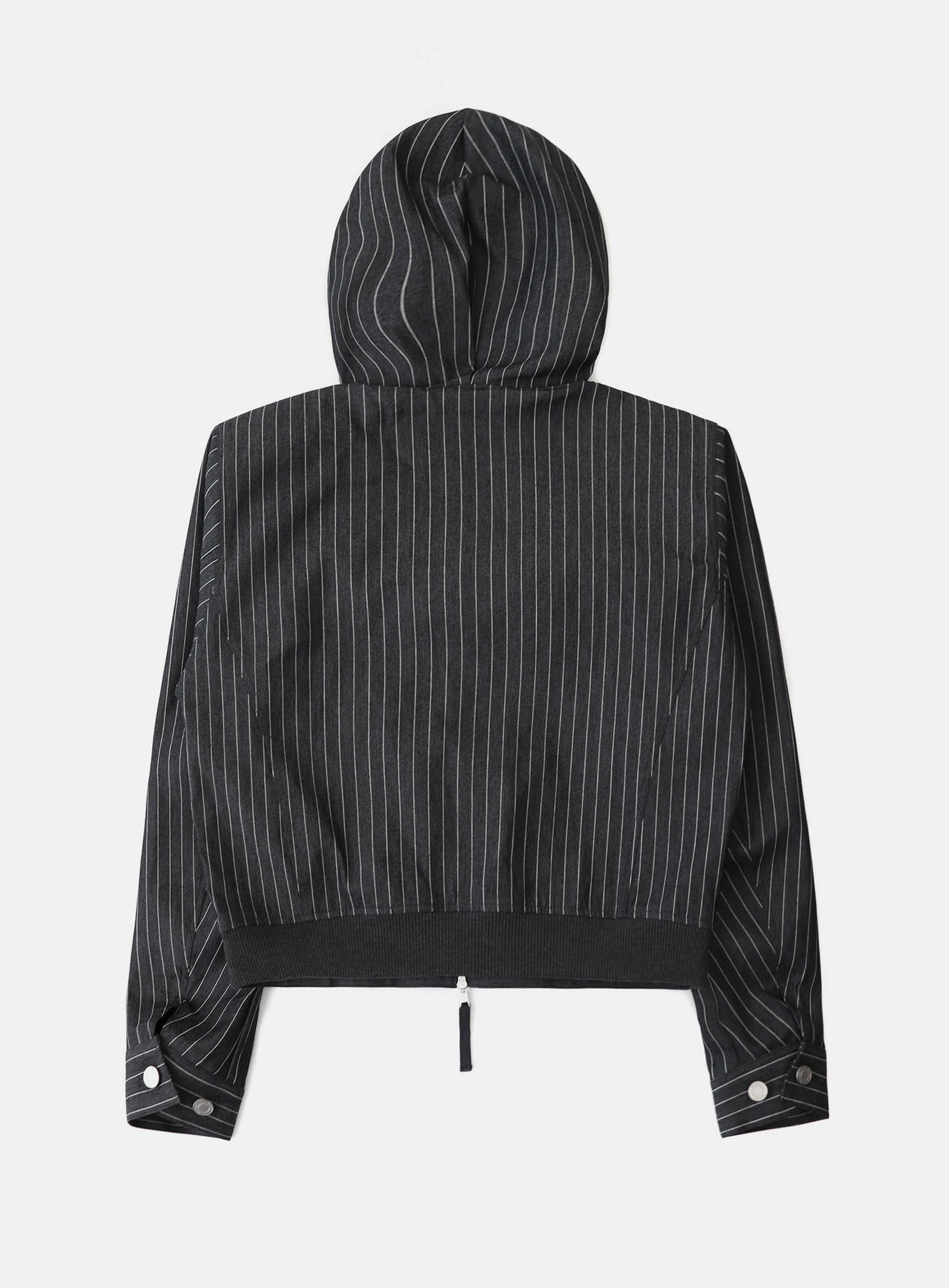Striped Denim Hoodie - Black