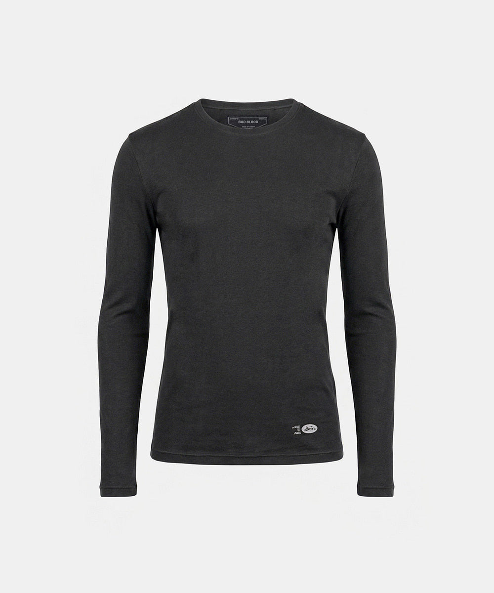 [w-tee26-049] BS Cotton Jersey Fitted Long Sleeve T-Shirt - Charcoal