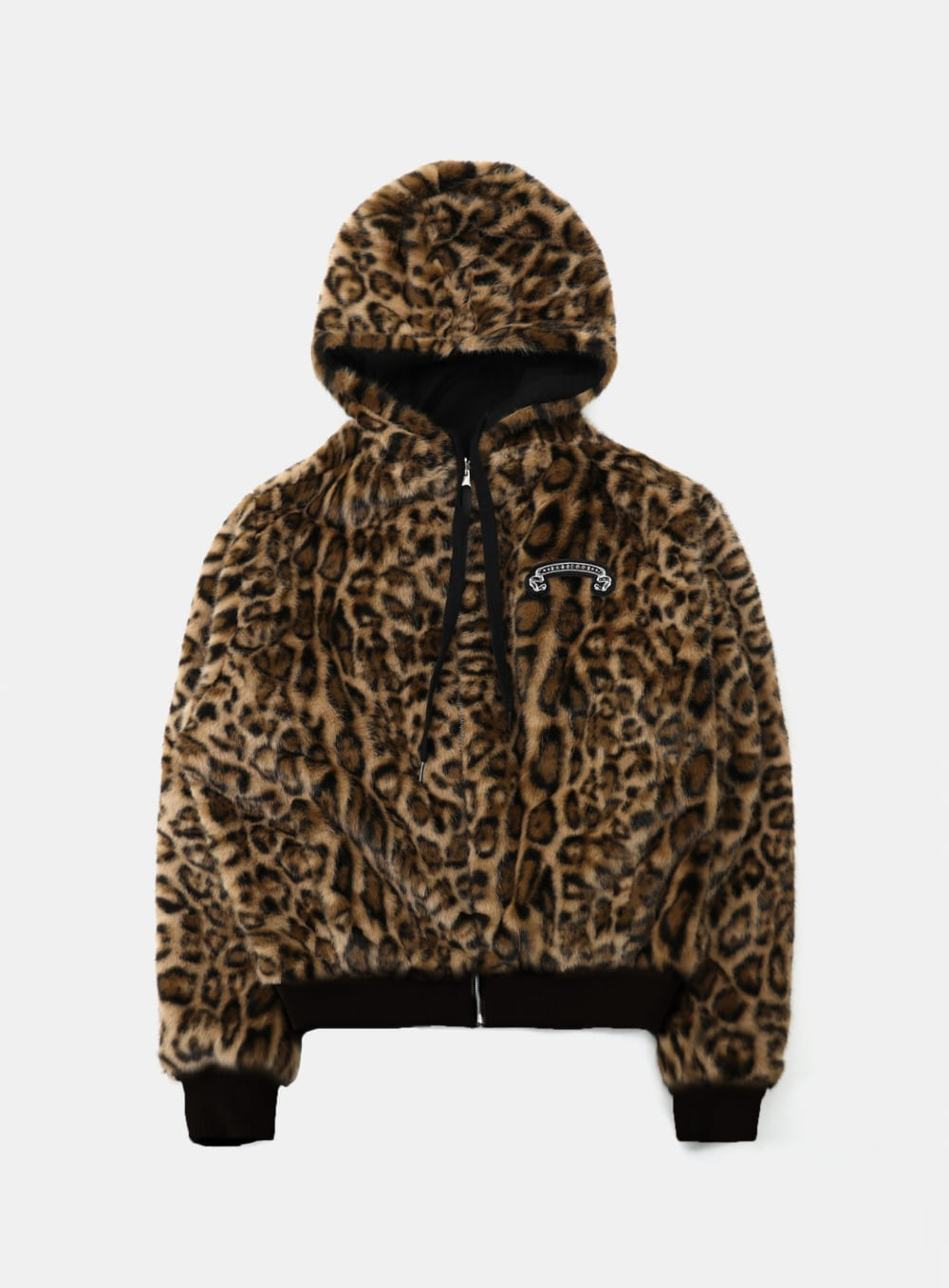 Mystic 11 Reversible Fur Hooded Jacket - Black/Brown Leopard
