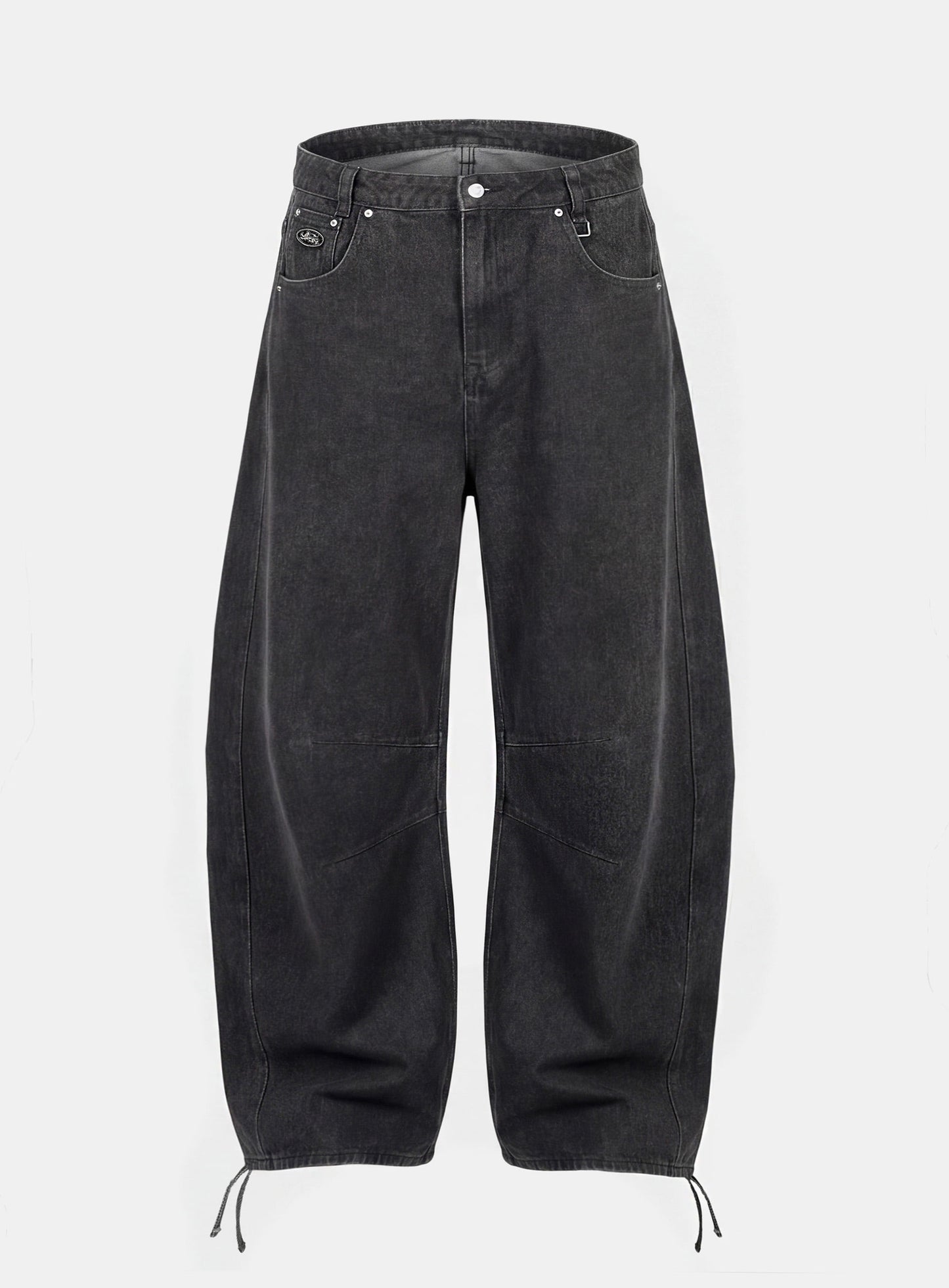[w-pts25-127] 0519 Shinchiback Curved Pants - Charcoal Brown Denim