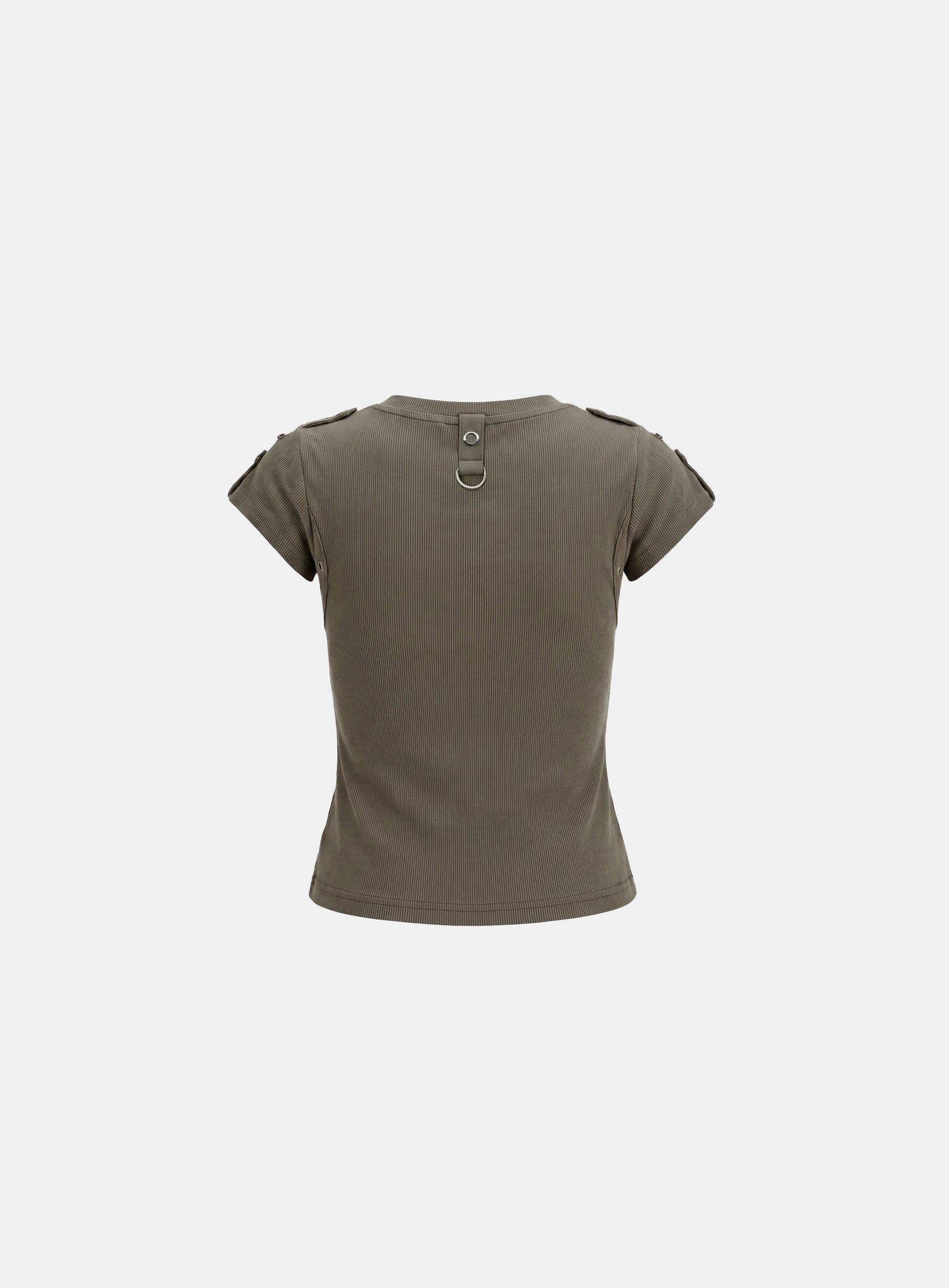 [w-tee26-179] Delta Utility Cotton Rib Crew Neck T-shirt - Military Green
