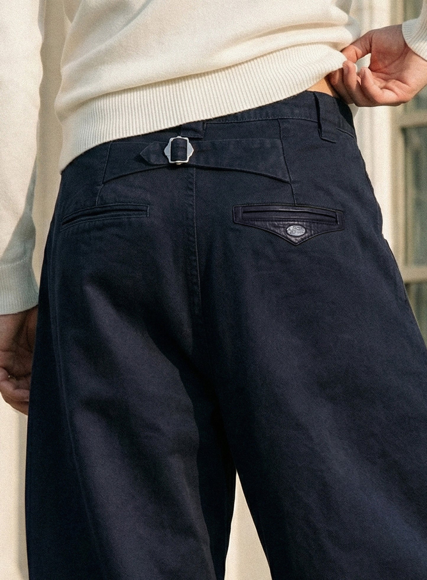 [w-pts26-008] Mystic Formal Curved Chino Pants - Navy