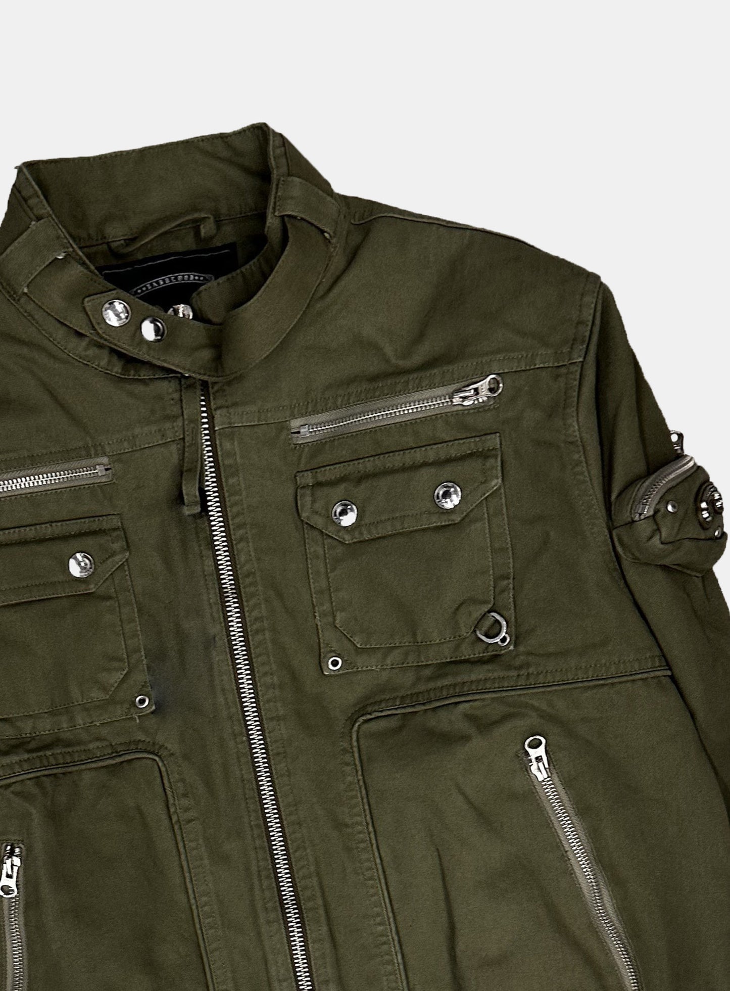 [w-jkt25-065] Daytona High-Neck Strap Bomber Jacket - Army Green