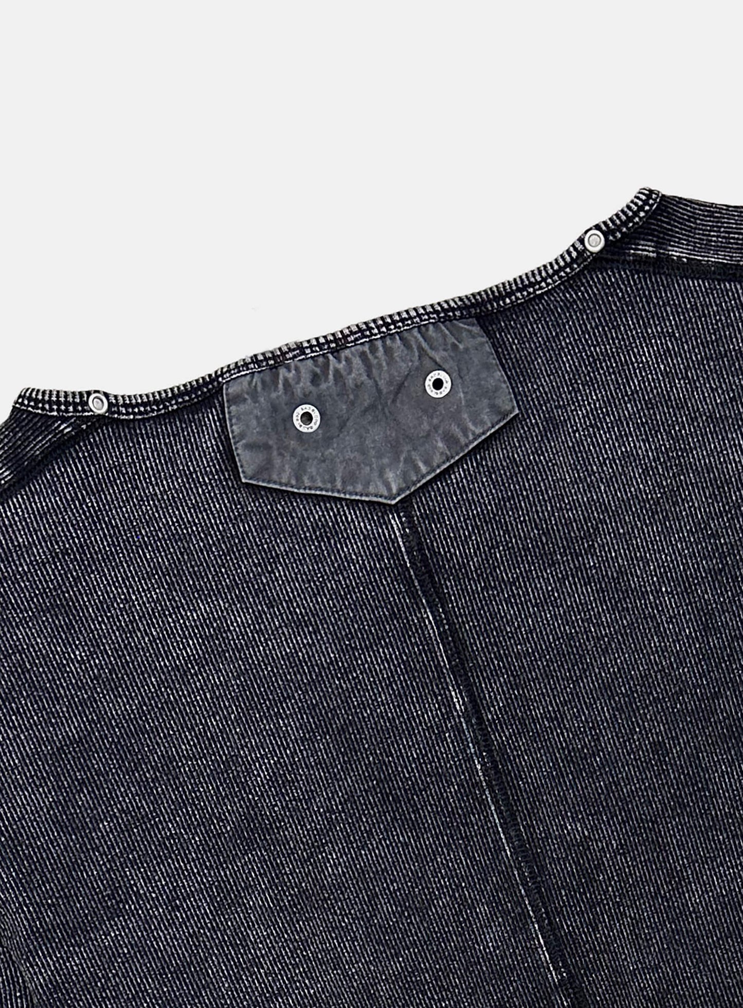 [w-tee26-009] Viper Cotton Rib Henley Neck Long Sleeve - Black