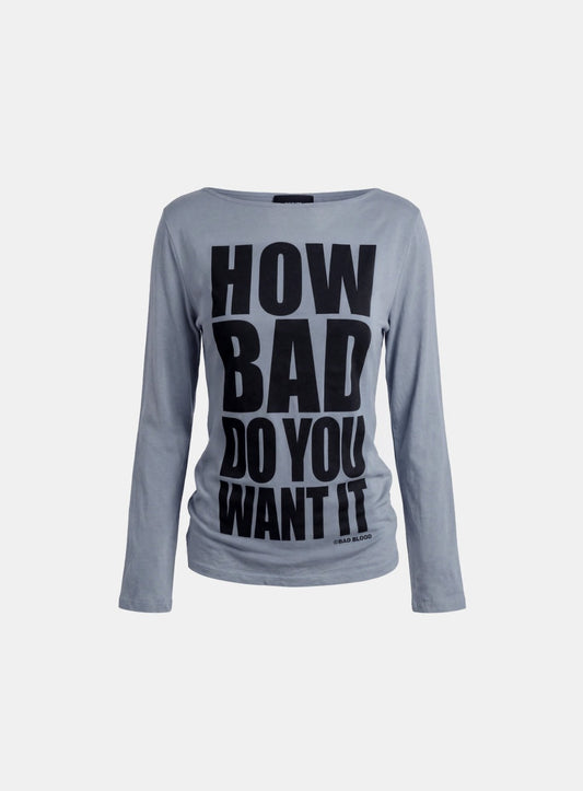 [w-tee26-118] DO YOU WANT IT Boat Neck T-Shirt - Sky Blue