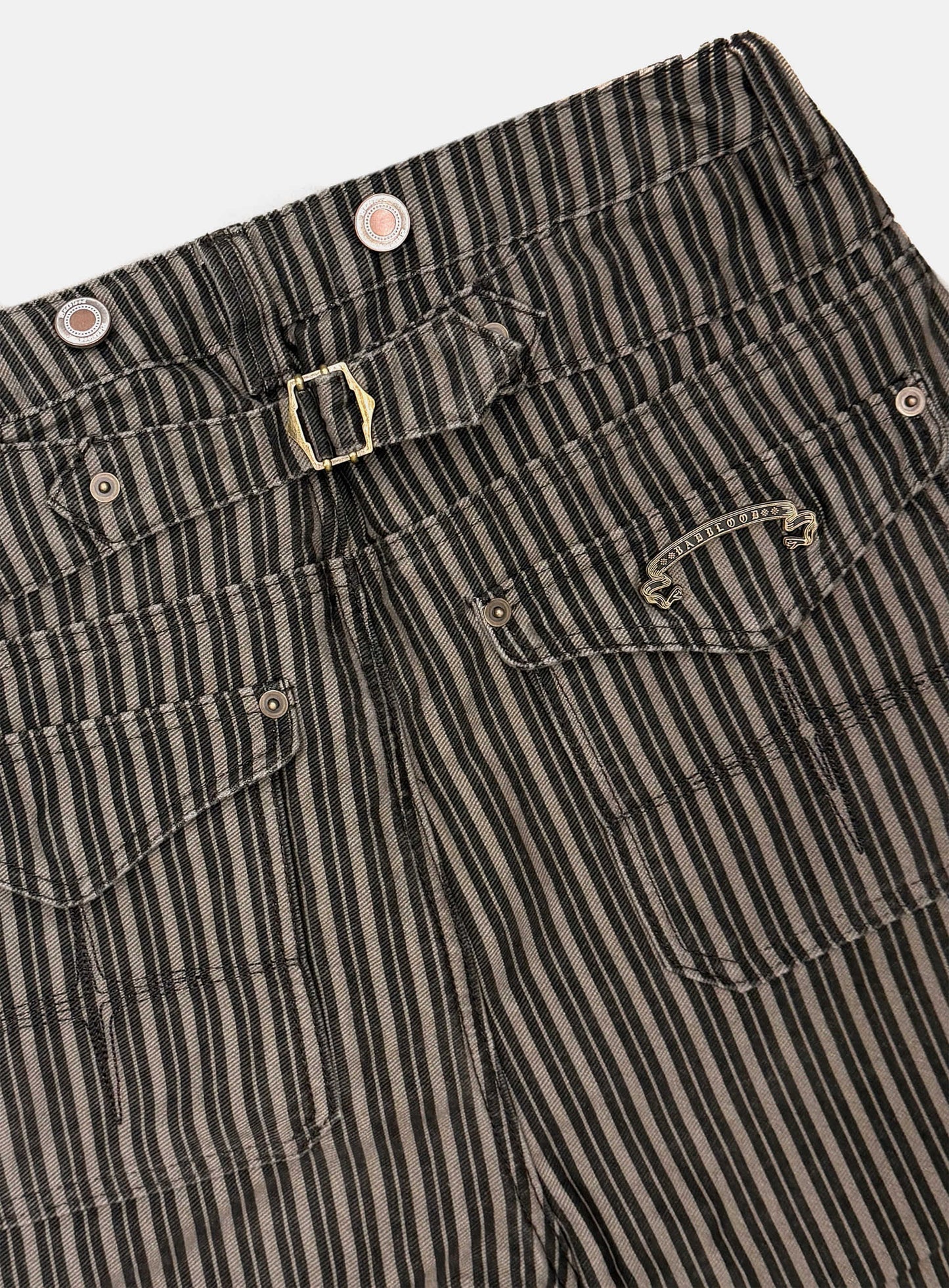 [w-pts25-126] 0509 Shinchiback Semi-Curved Pants - Brown/Striped