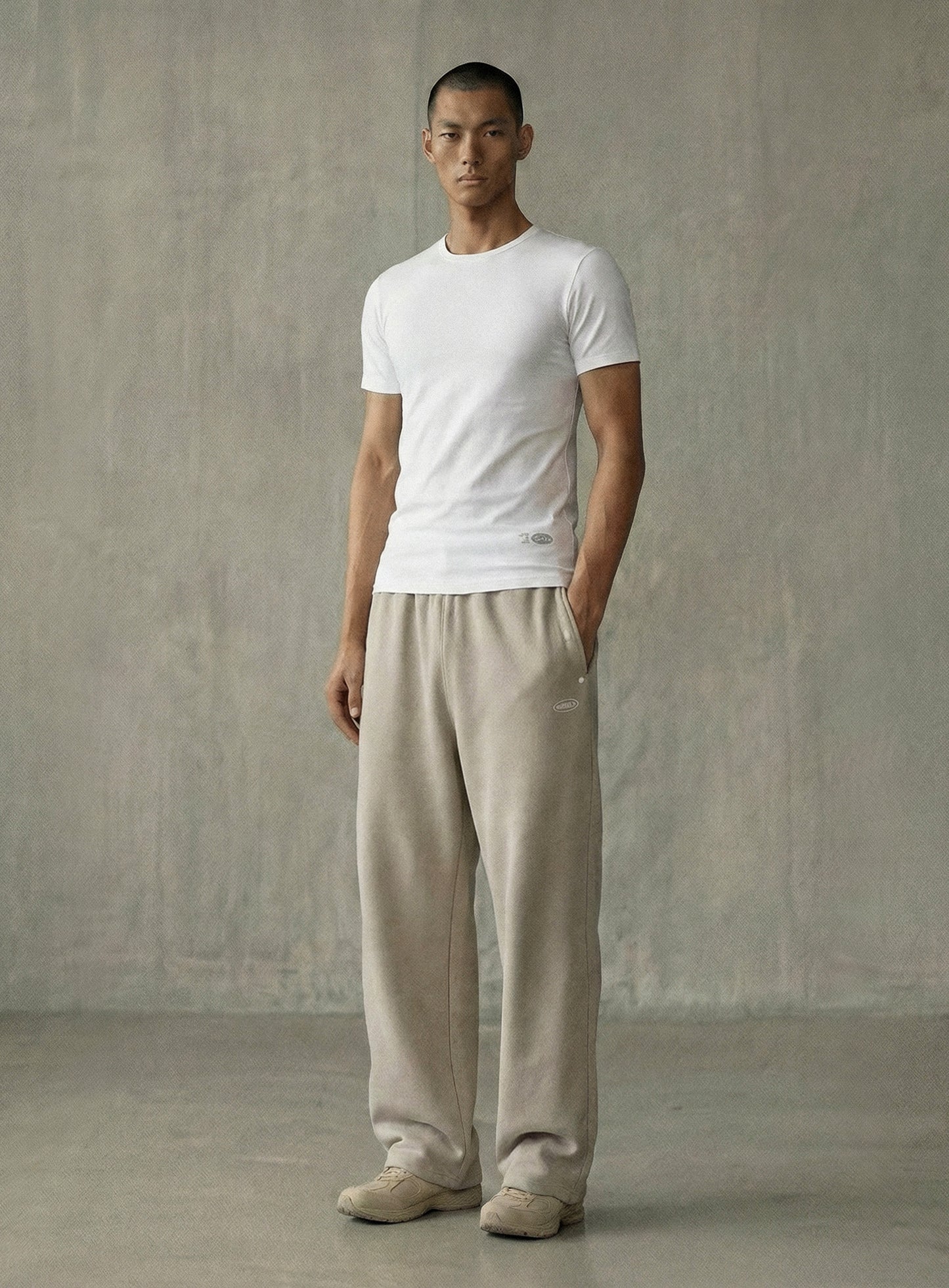 [w-pts26-025] BS Soft Terry Baggy Joggers - Beige