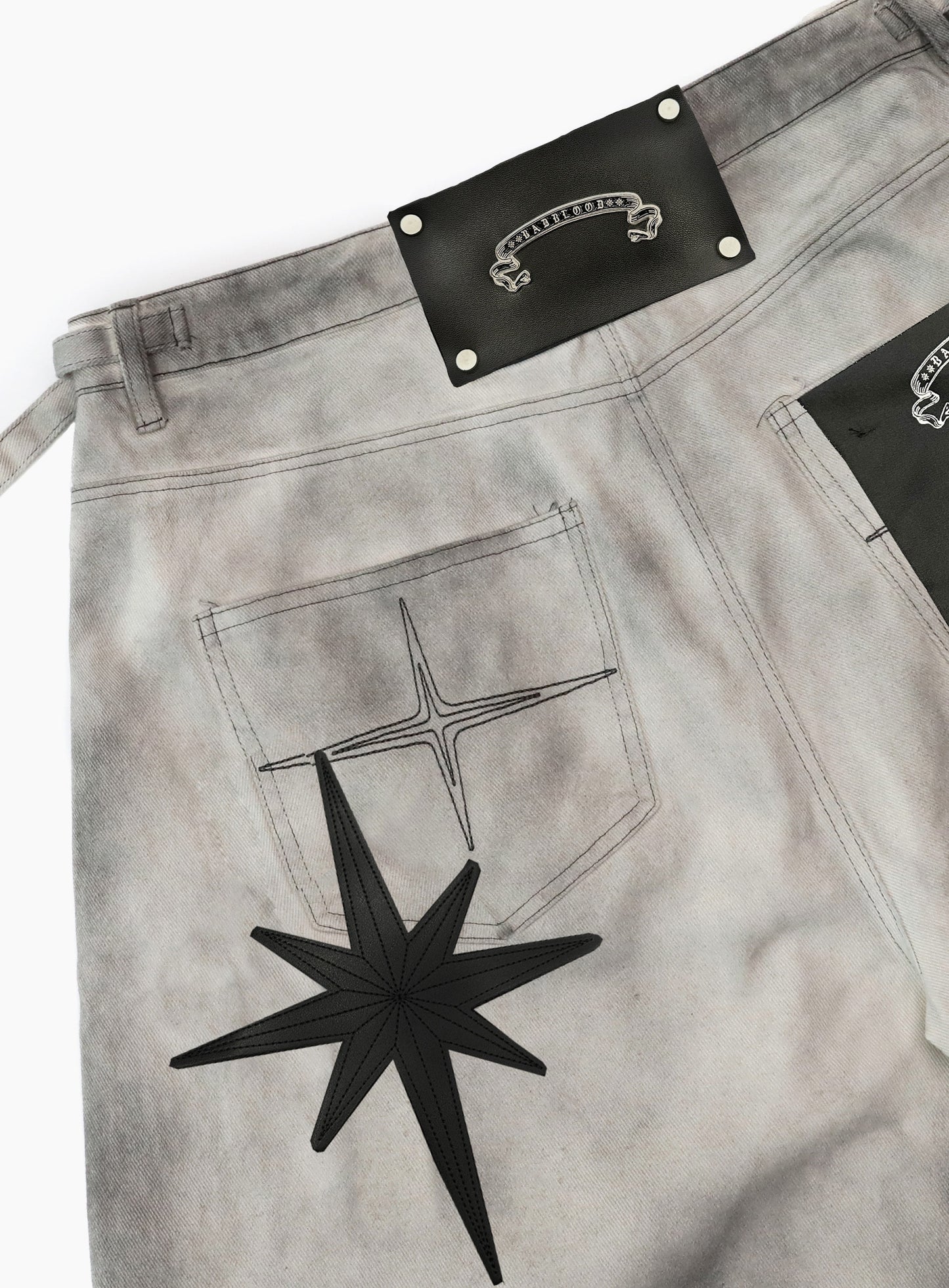 Cosmo Patch Convex Bermuda Pants - Washed White