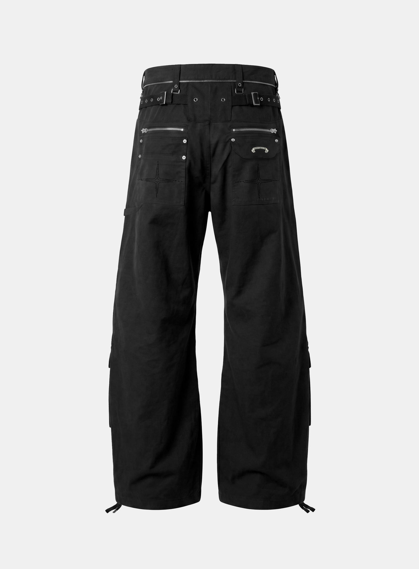 [w-pts26-115] Alpha Curved Bootcut Cargo Pants - Black