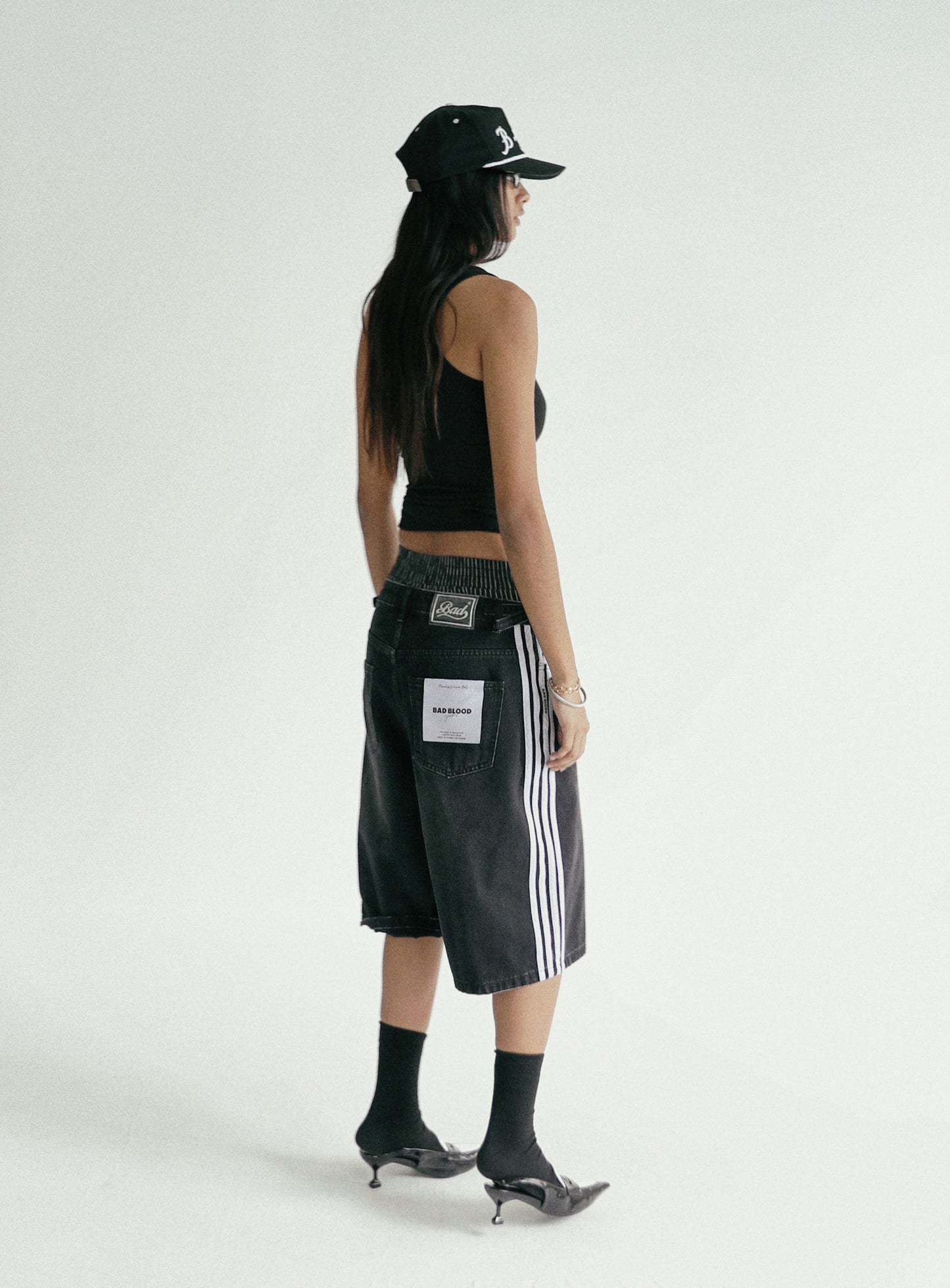 Billy Track Bermuda Jeans Baggy Fit - Black