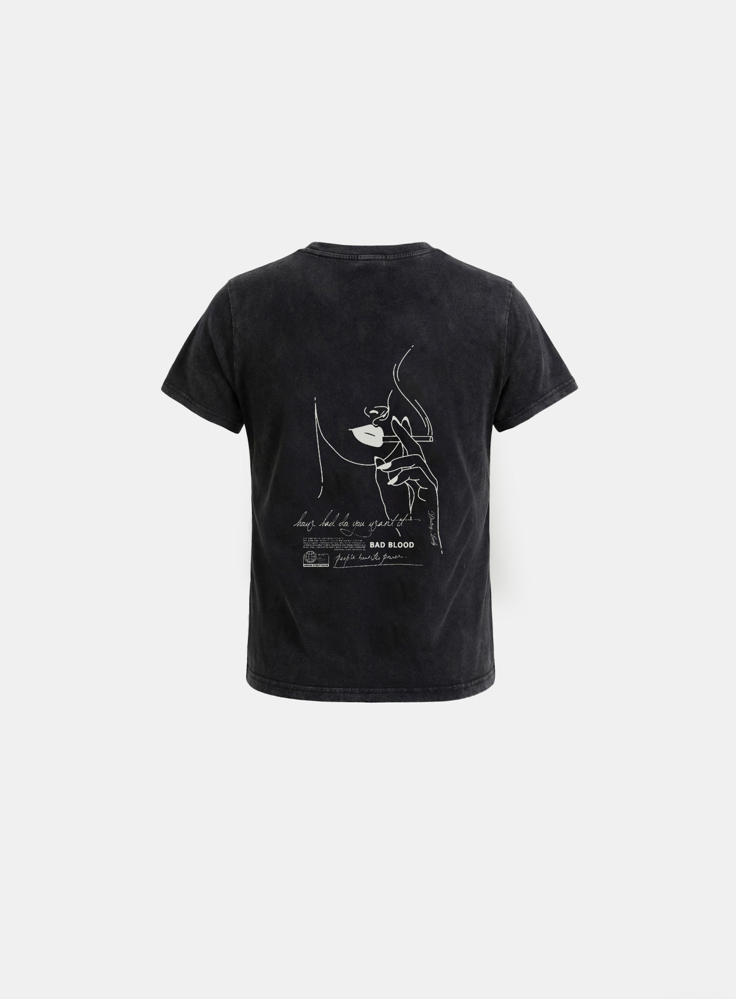 [w-tee26-141] Lonely Girl Short Sleeve T-Shirt - Black