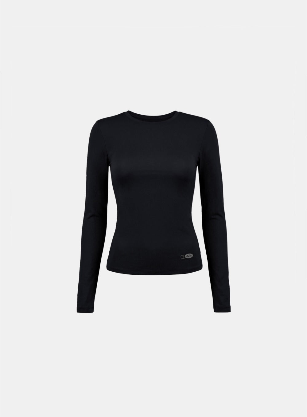 [w-tee26-088] Everyday Crew Neck Long Sleeve T-Shirt - Black
