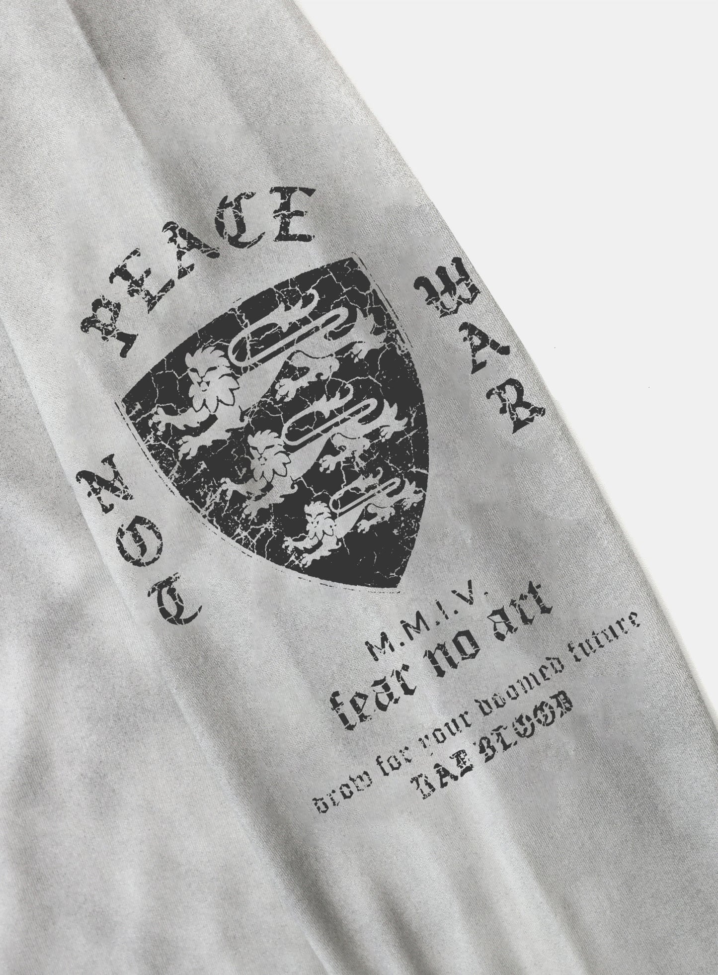 [w-tee26-070] Peace Not War Slim Long Sleeve T-Shirt - Dusty White
