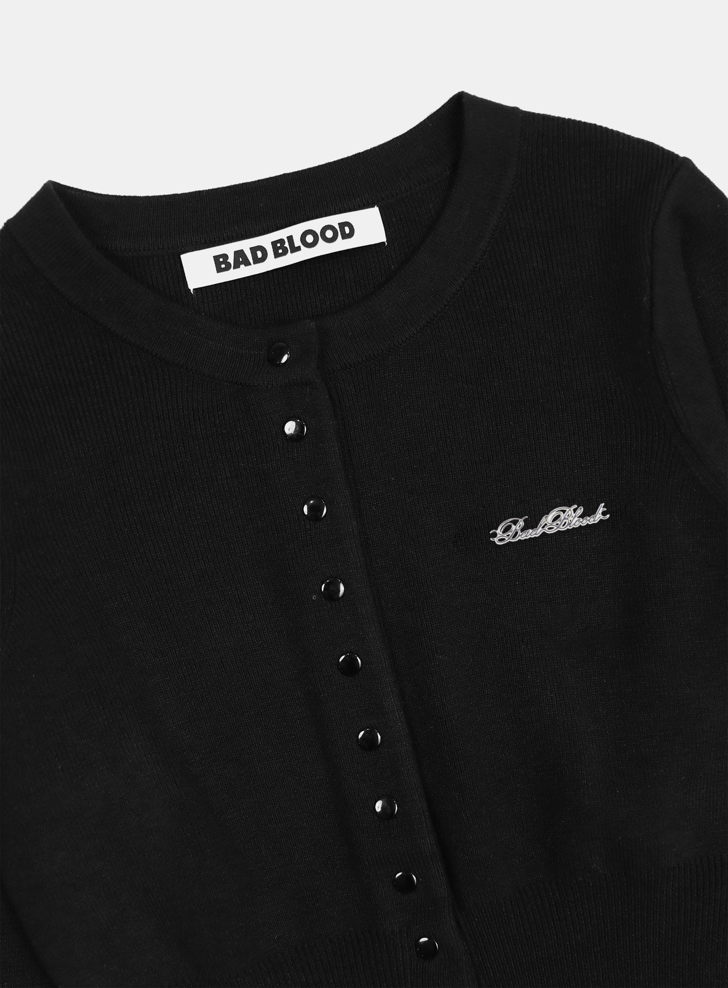 Pure Classic Button Up Round Cardigan - Black