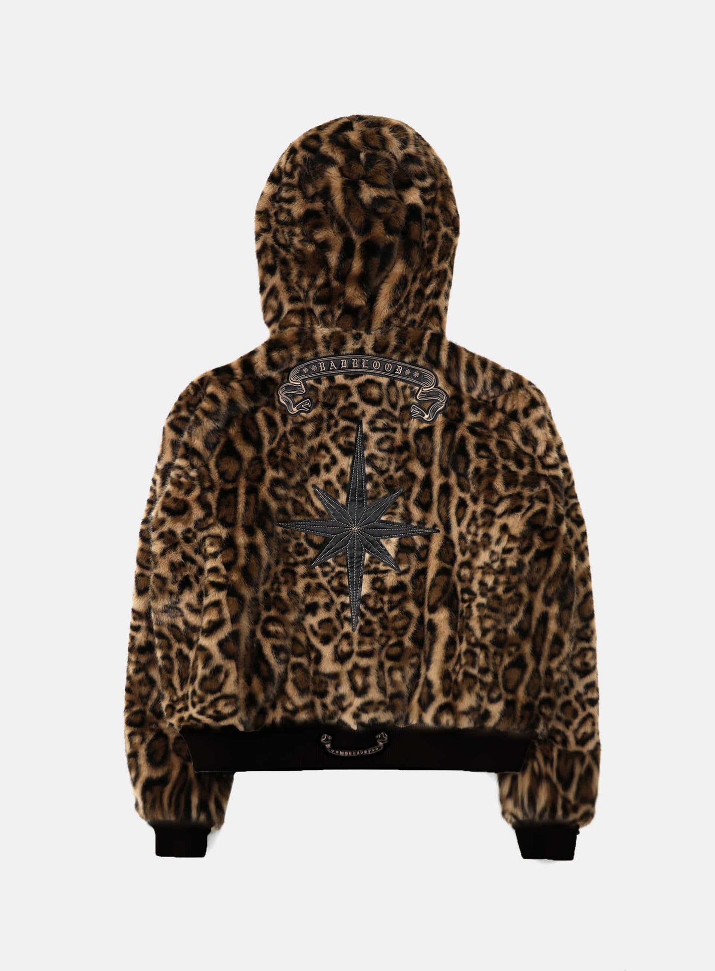Mystic 11 Reversible Fur Hooded Jacket - Black/Brown Leopard