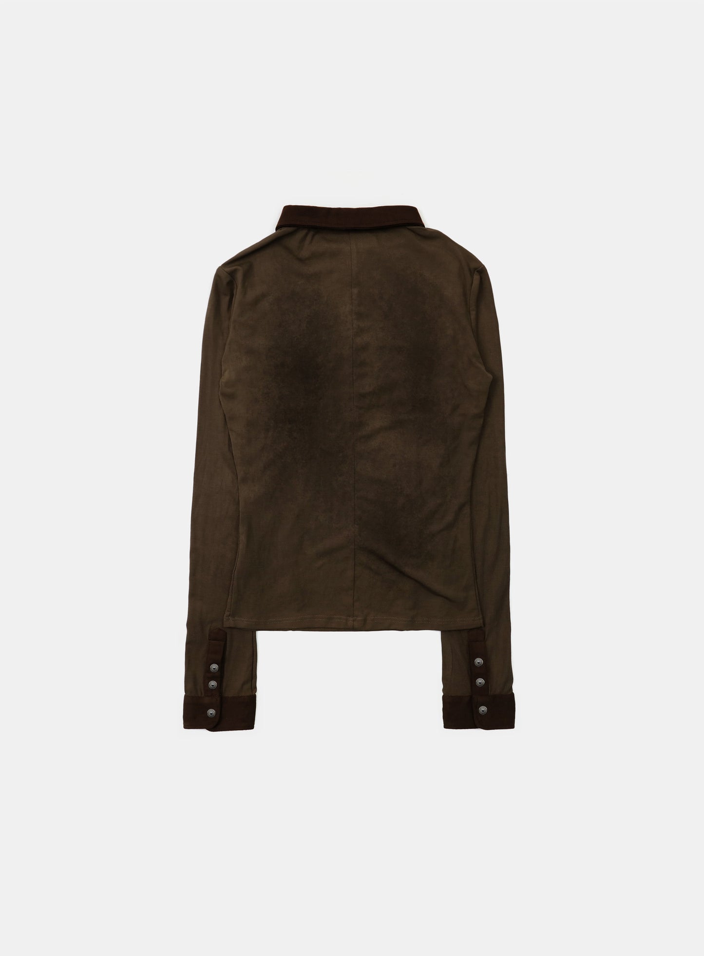 [w-tee25-185] Vintage Jersey Polo Shirt - Brown