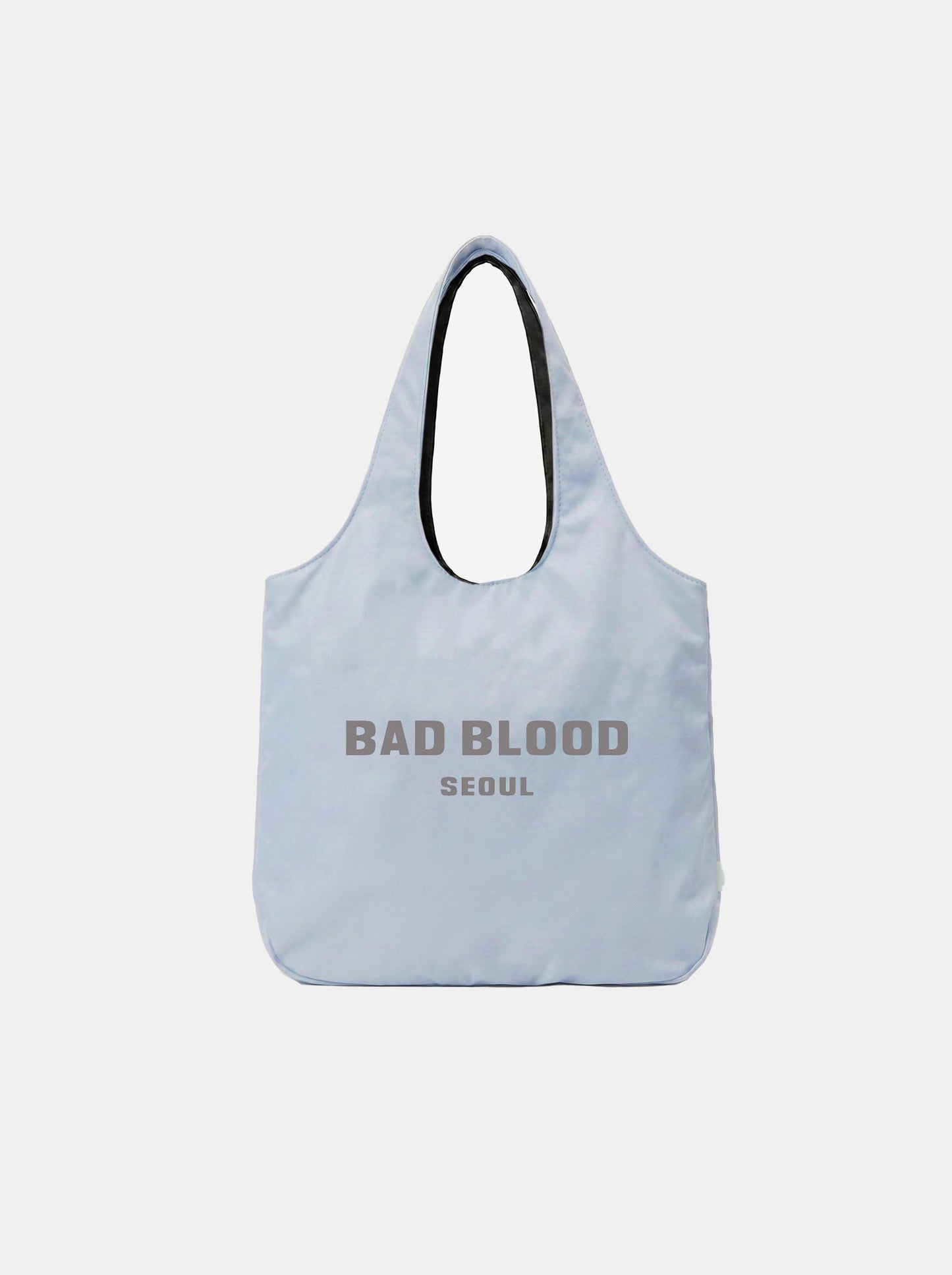 [w-bag26-003] Reversible Nylon Shopper Bag - Black/Blue
