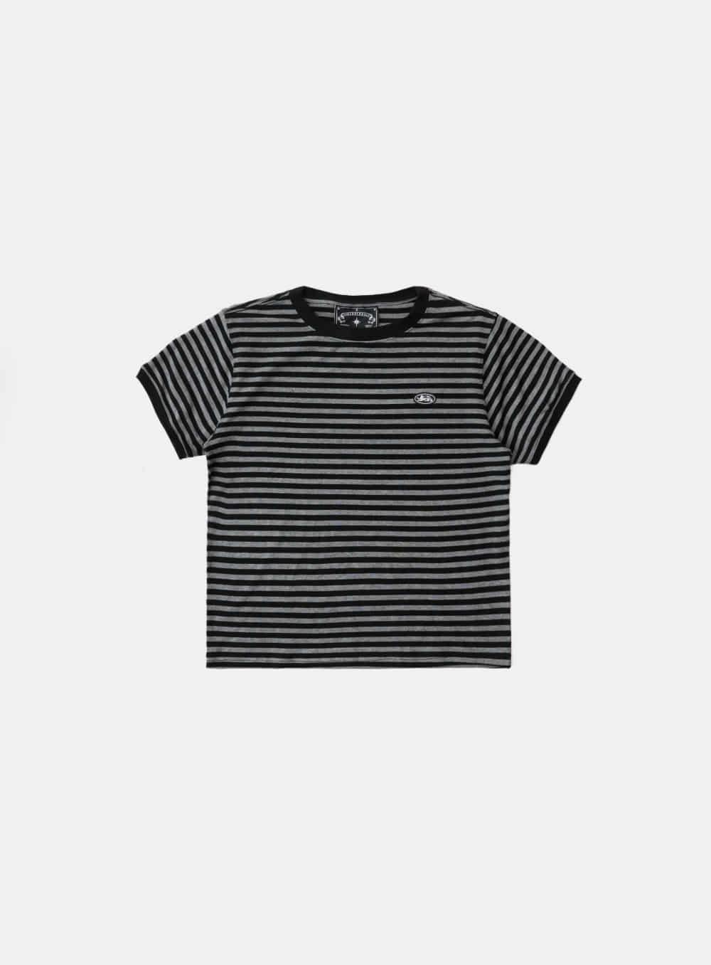 Tiny Logo Jersey Ringer T-Shirt - Black/Stripe