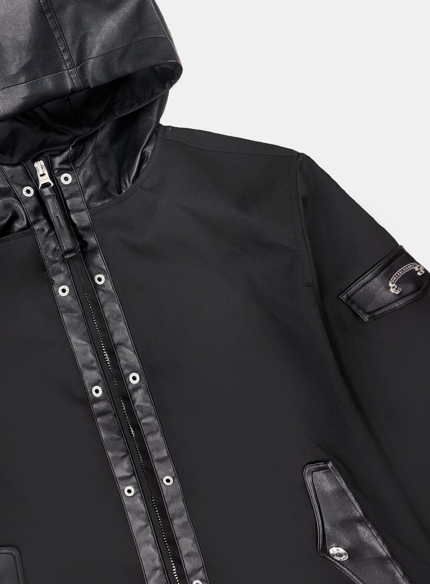 [w-jkt25-074] Viper91 Contrast Hooded Blouson - Black