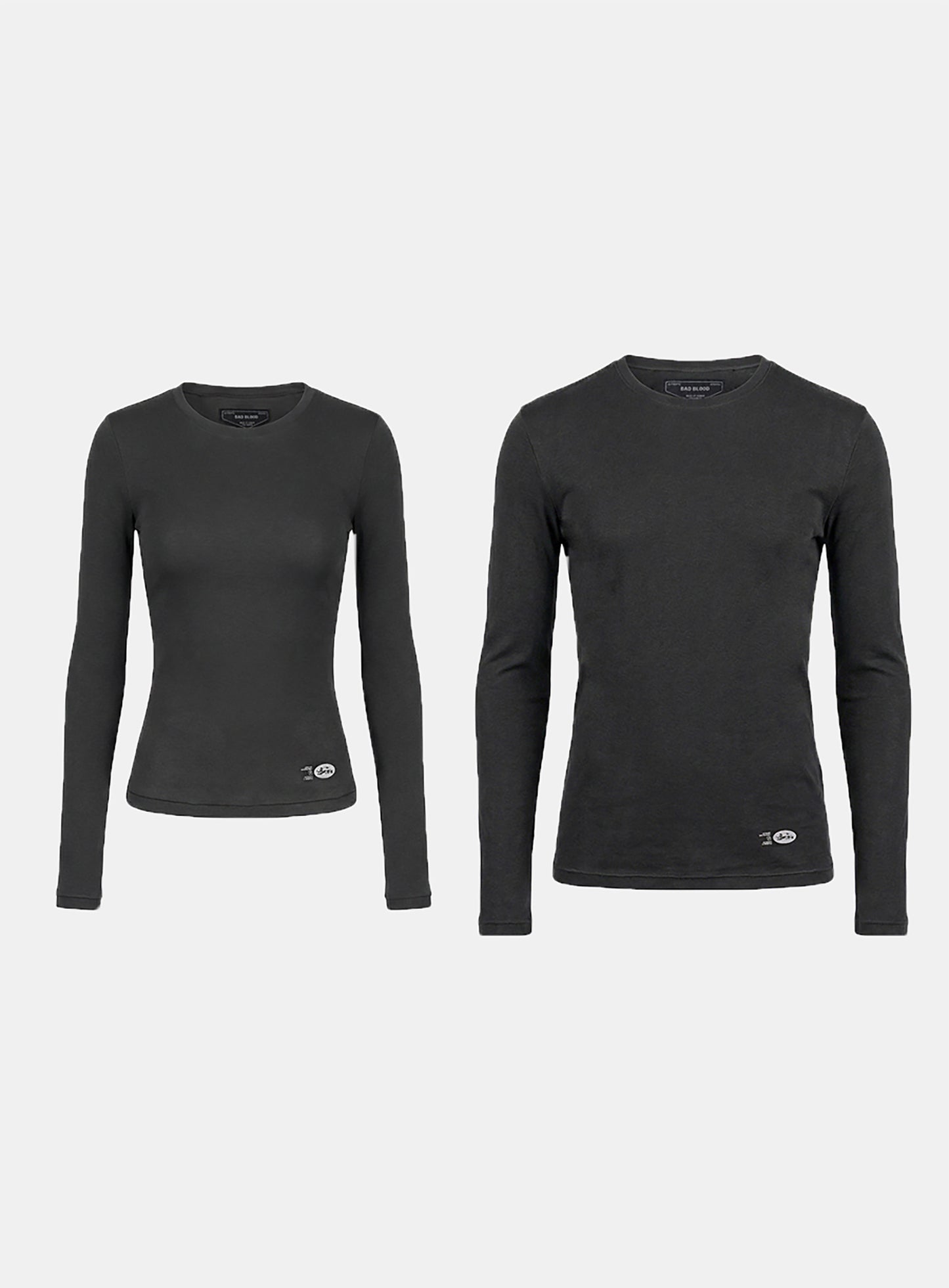 [w-tee26-049] BS Cotton Jersey Fitted Long Sleeve T-Shirt - Charcoal