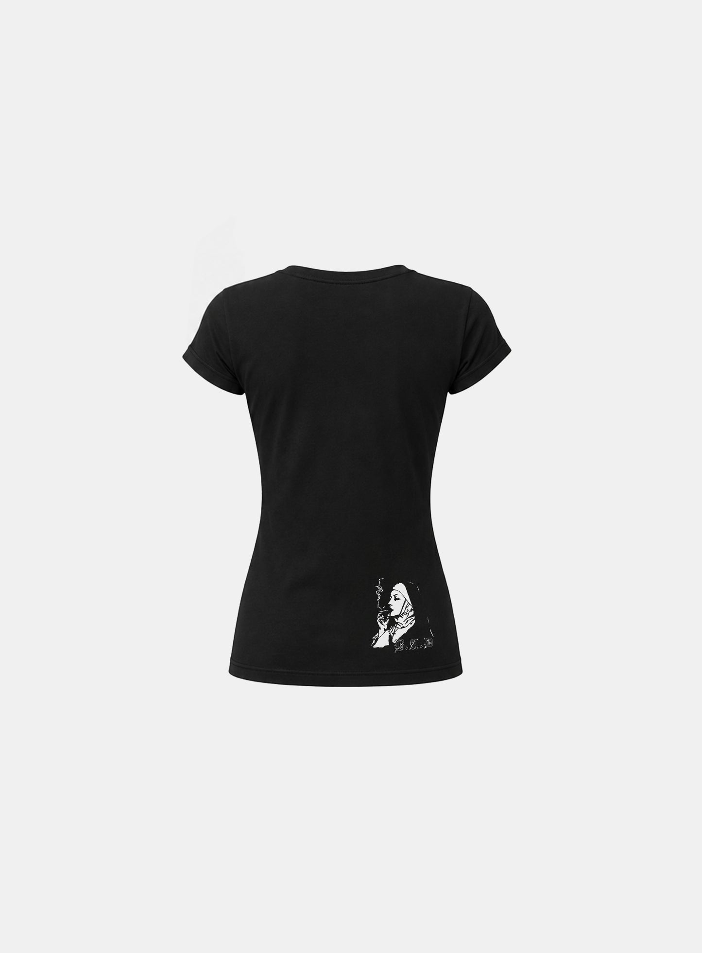 [w-tee26-188] Dark Classic 2 Crew Neck 1/2 T-shirt - Black