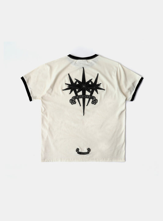 Cosmo Triple Patch Ringer T-Shirt - Cream