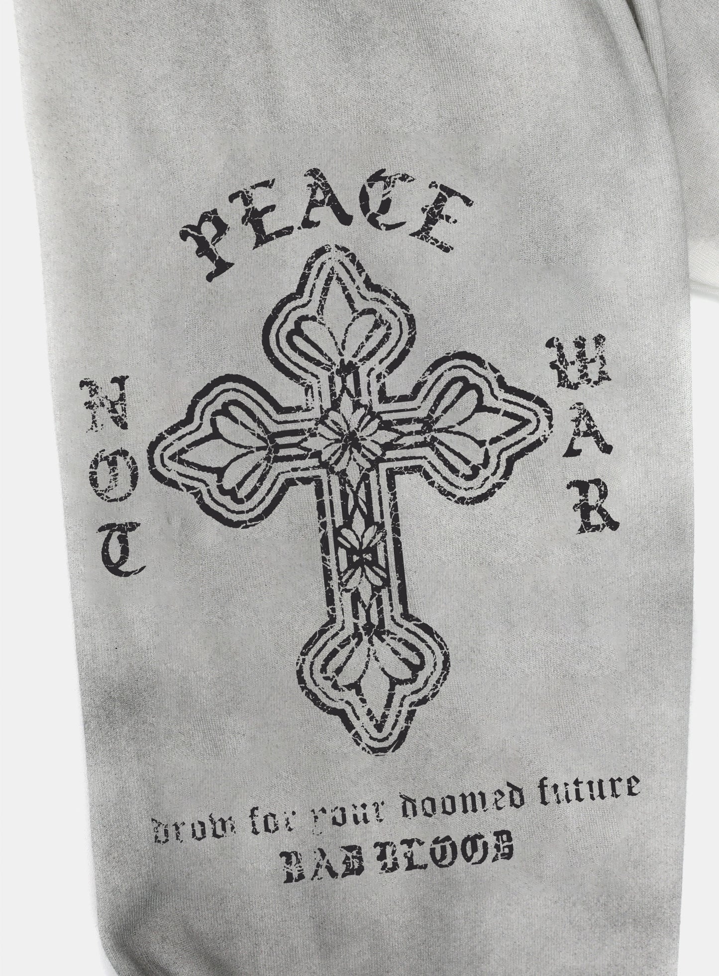 [w-tee26-070] Peace Not War Slim Long Sleeve T-Shirt - Dusty White