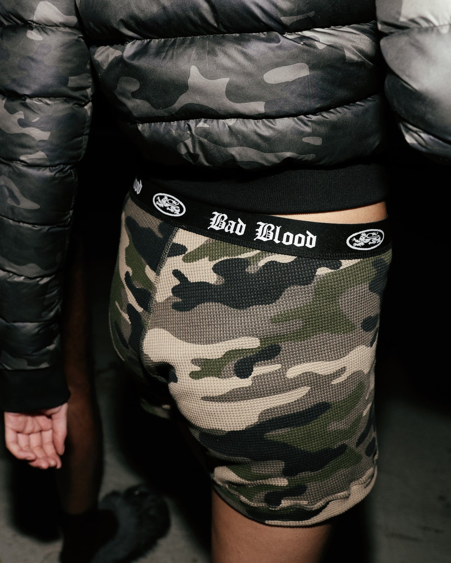 [w-pnt25-014] Mystic Waffle Knit Boxer Briefs - Green Camo