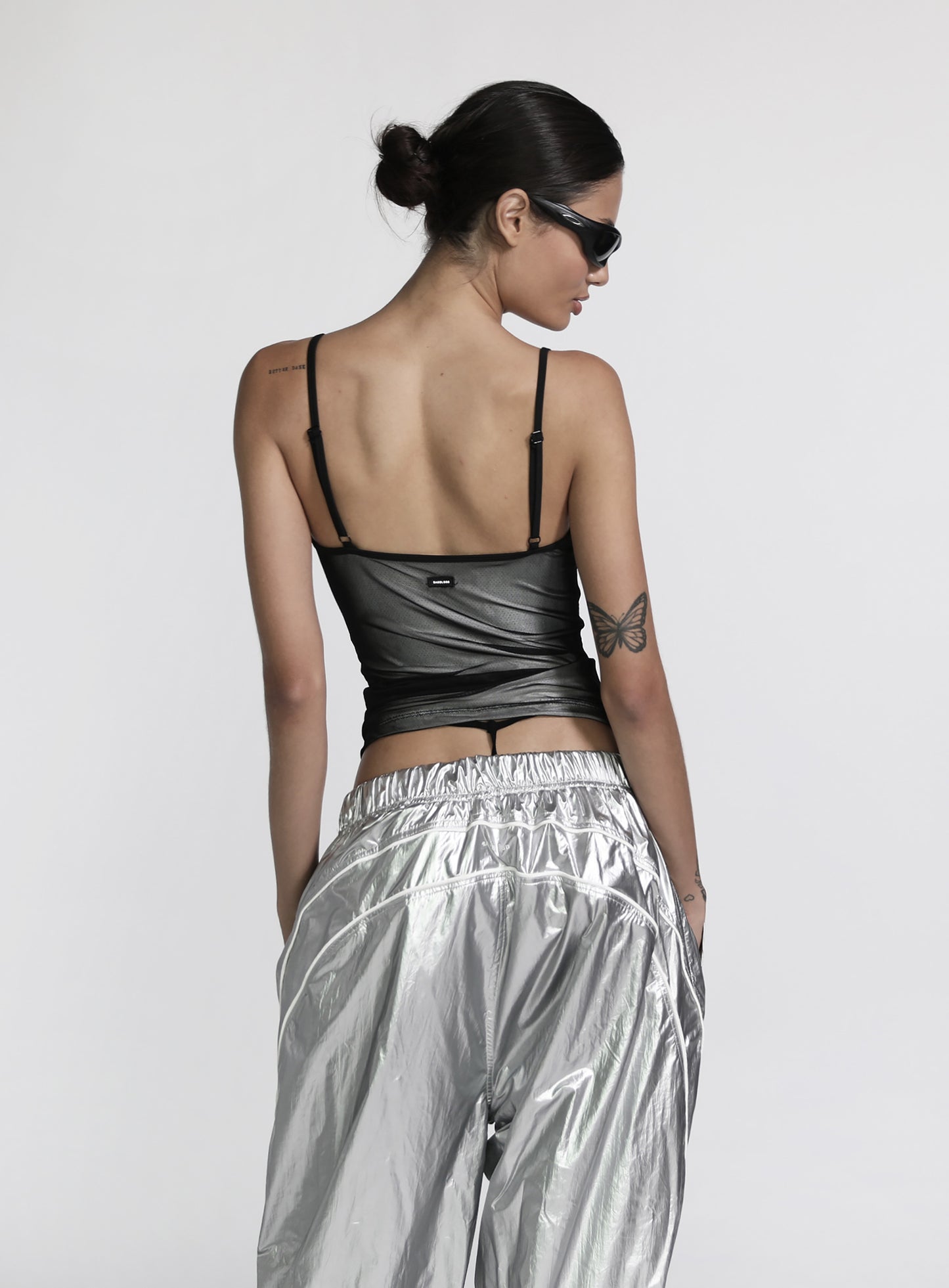[w-tnk23-024] String Tank Top - White/Black