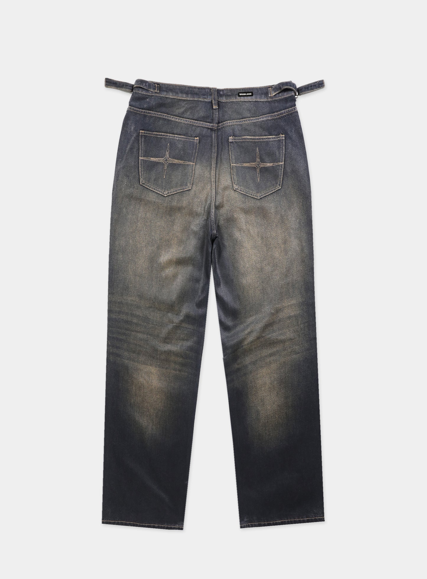 0097 Daddy Badge Coated Jeans - Dark Rust