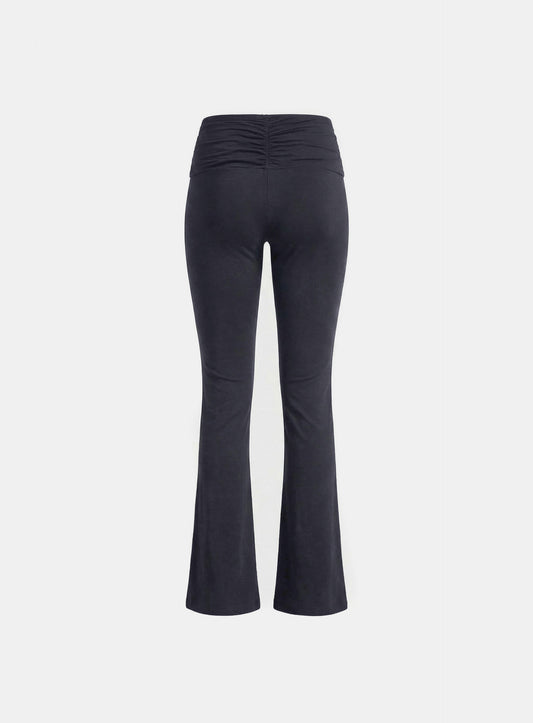 [w-pts26-077] Everyday Tie-Waist Bootcut Pants - Charcoal