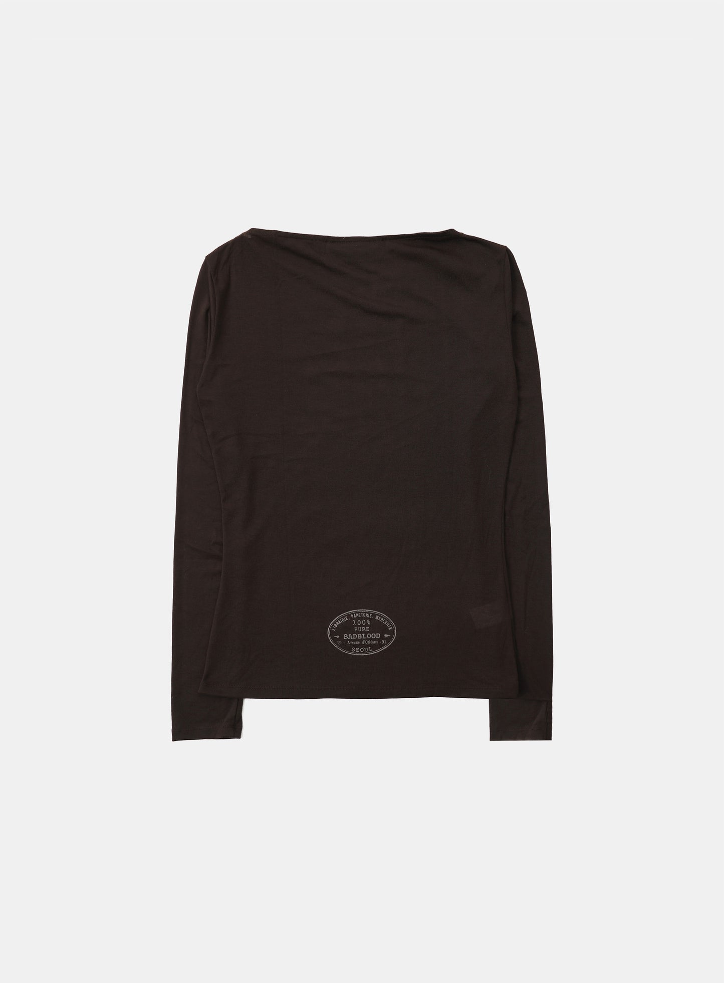 KEEP SLEEPING Boat Neck Loose Fit Tee - Chocolate