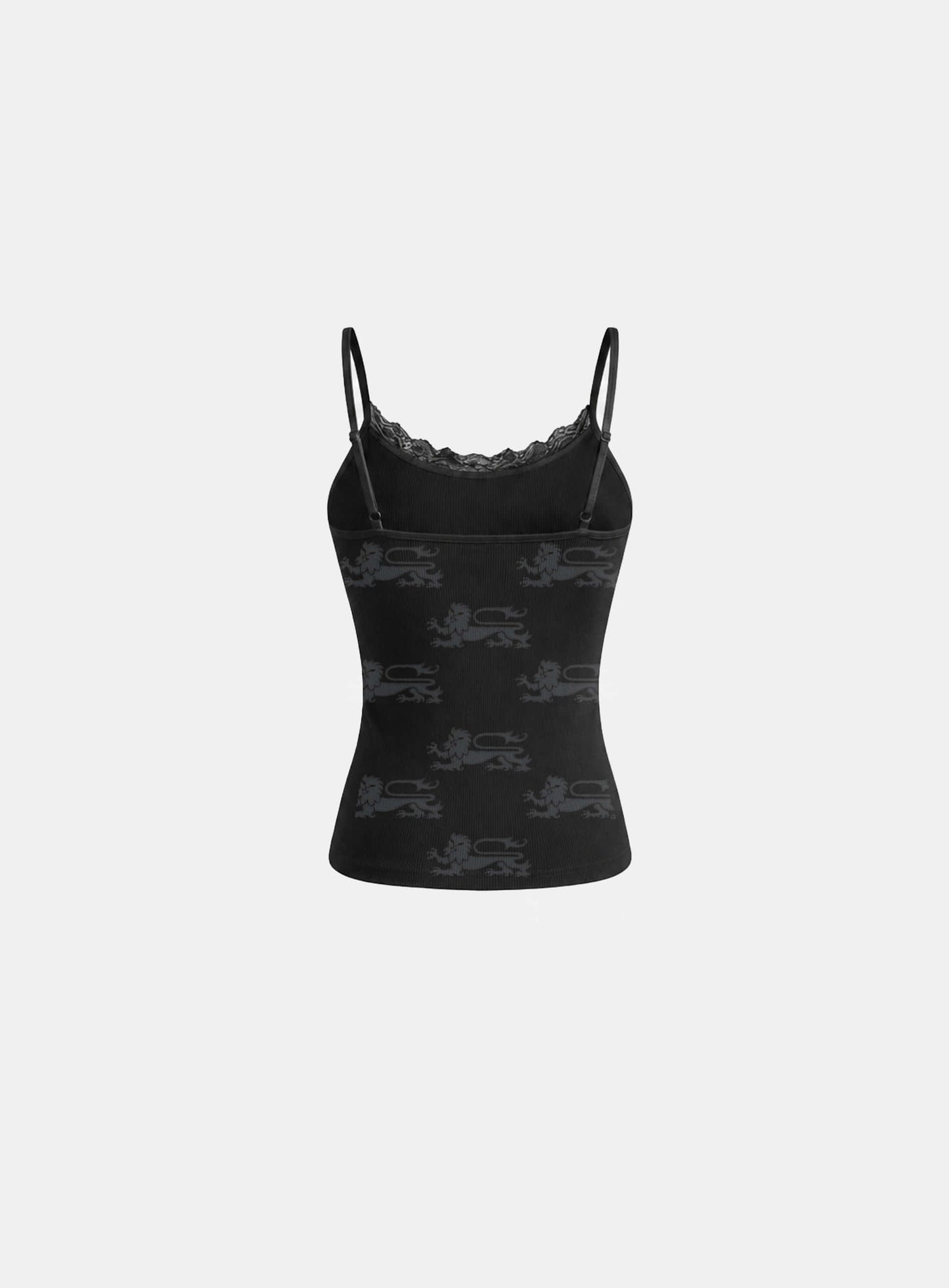 [w-tnk26-058] Cotton Rip Lace Camisole Tank - Black