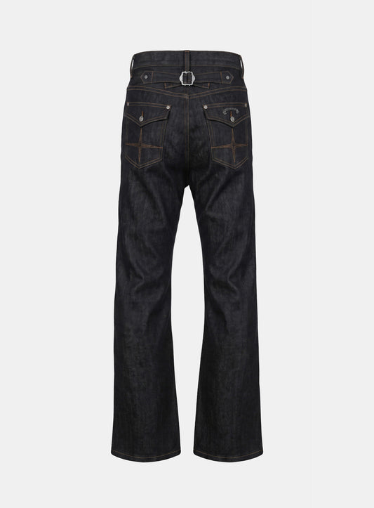 [w-pts26-134] 0129 LOW CROTCH Regular Curve Bootcut Pants - Rigid Black Denim