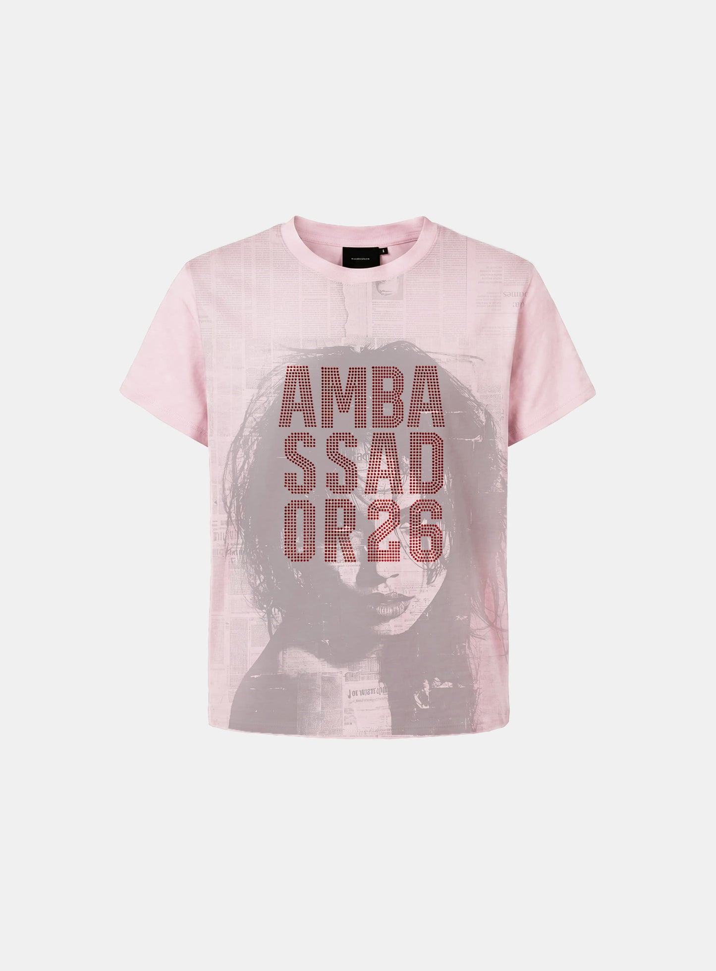 [w-tee26-244] Ambassador 26 Rhinestone Page 1/2 T-Shirt - Pink