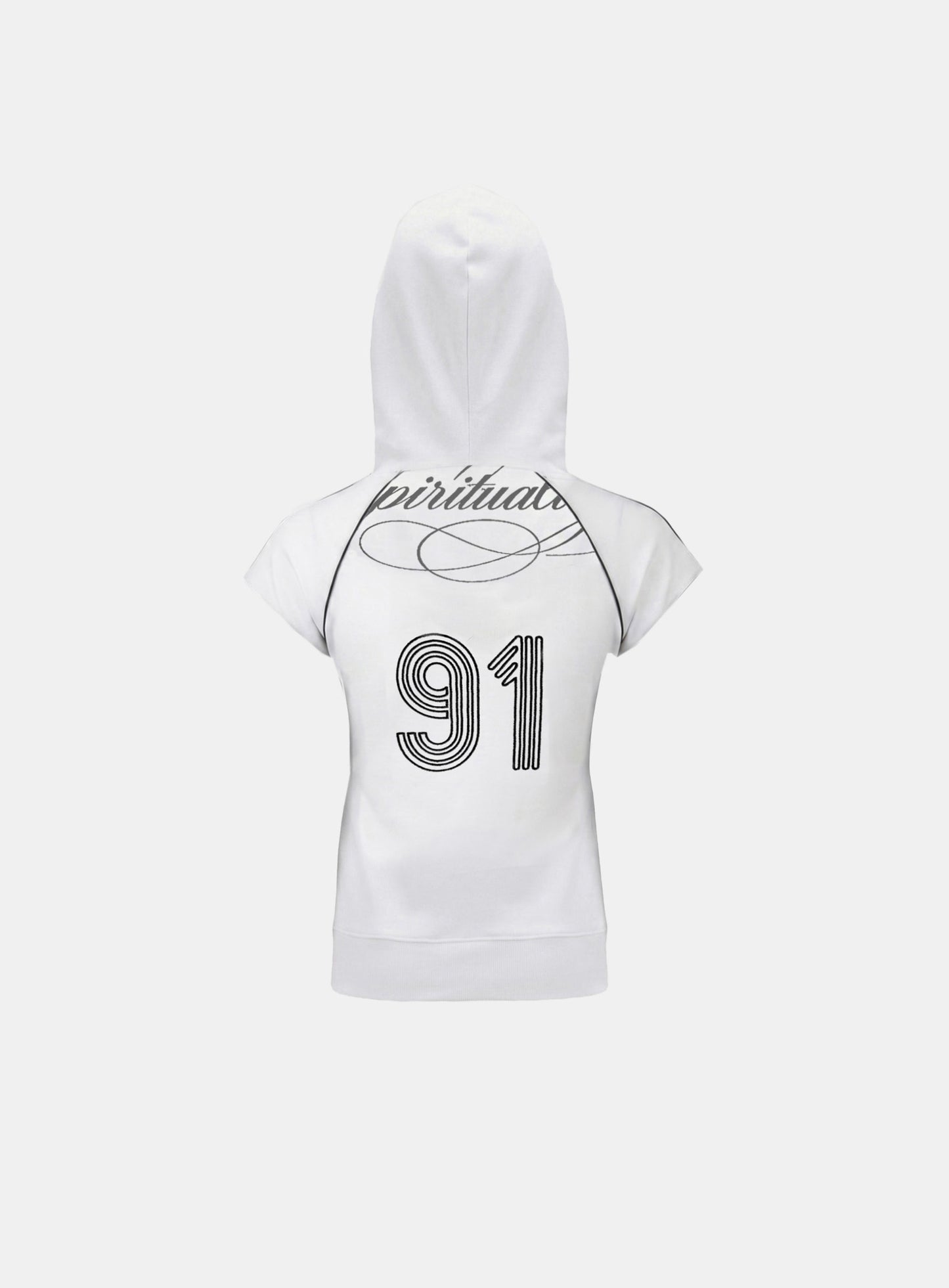 [w-hde26-036] 90s Vintage Club 1/2 Jersey Zip-Up Hoodie - White