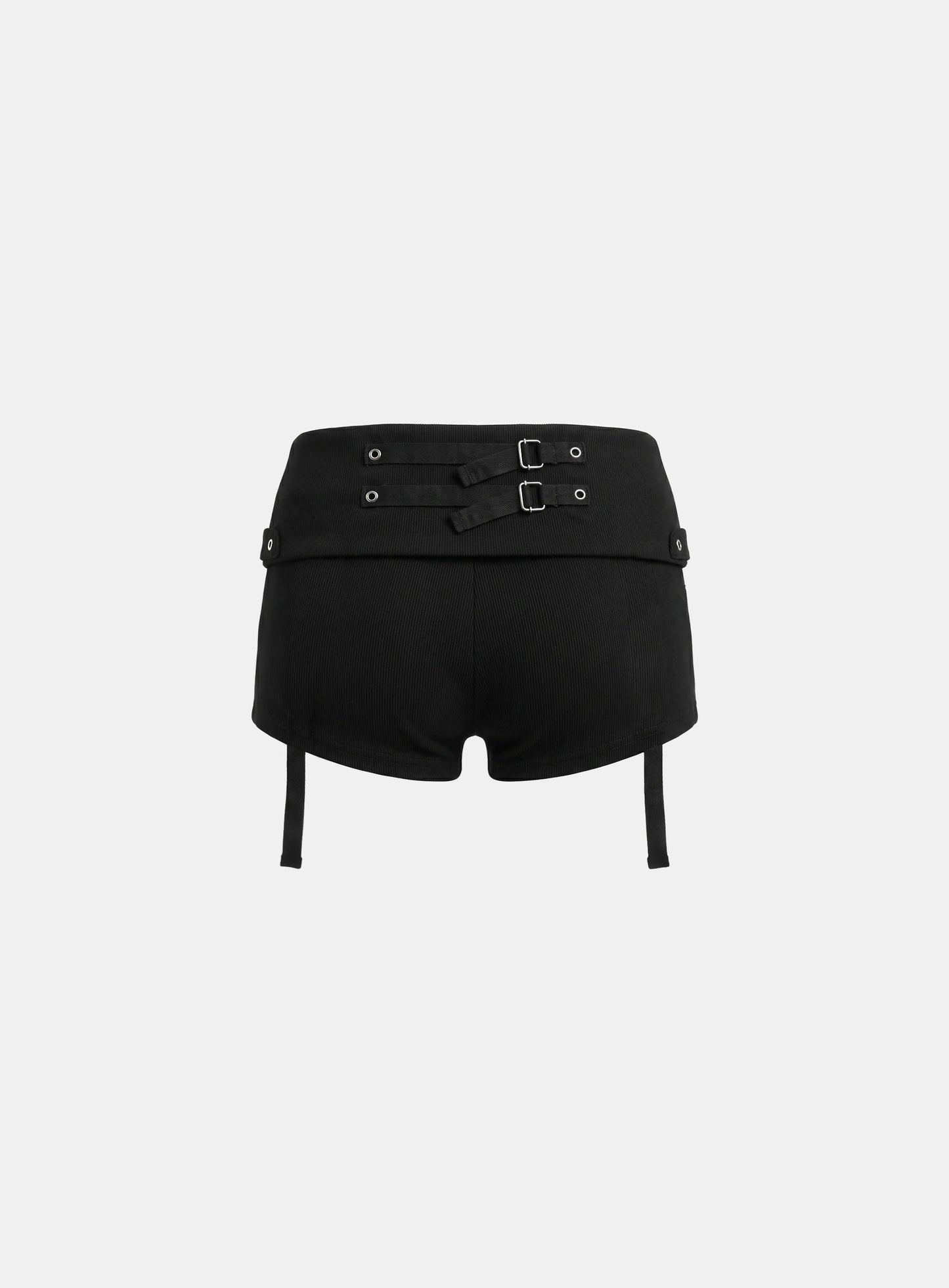 [w-srt26-025] Delta Utility Cotton Rib Foldover Shorts - Black