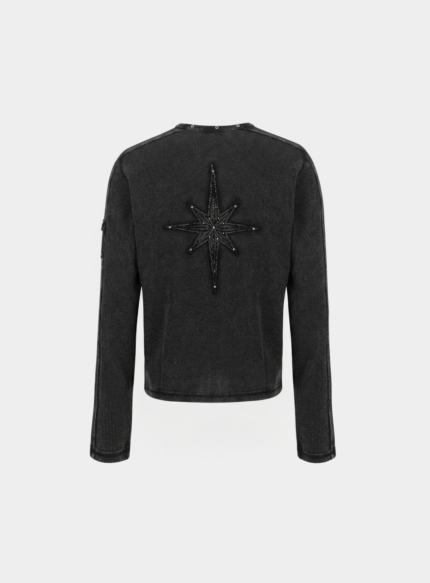[w-tee26-003] Viper Cotton Rib Round Neck Long Sleeve - Black
