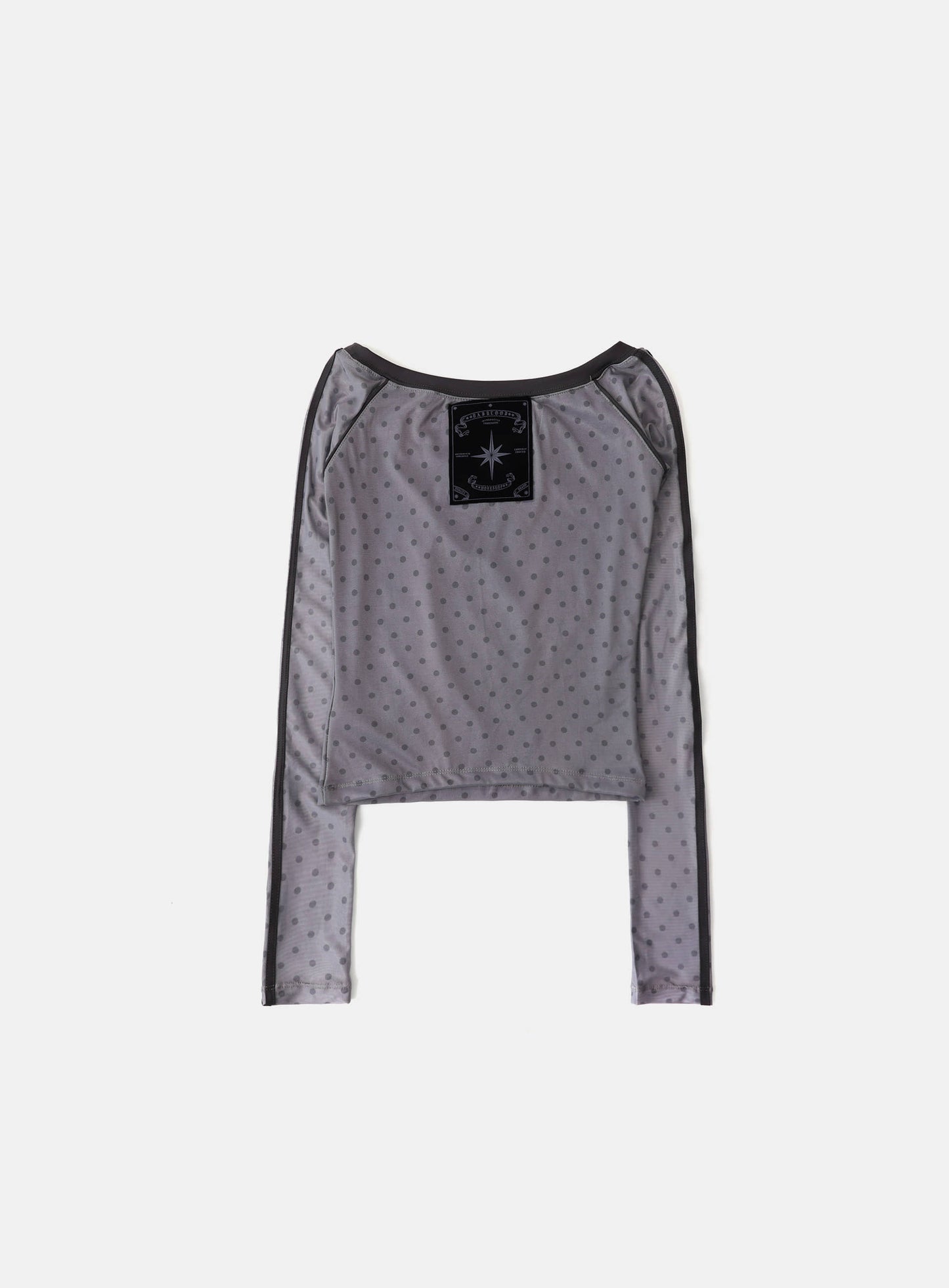 [AQUA] Splash Dot Off-Shoulder Top - Grey