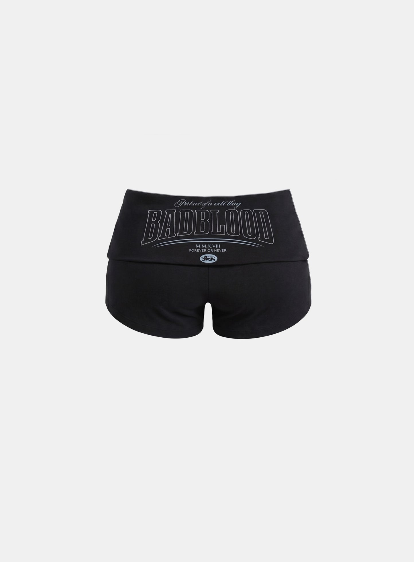 [w-srt26-022] 90s Vintage Club Fold-Over Jersey Boyshorts - Black
