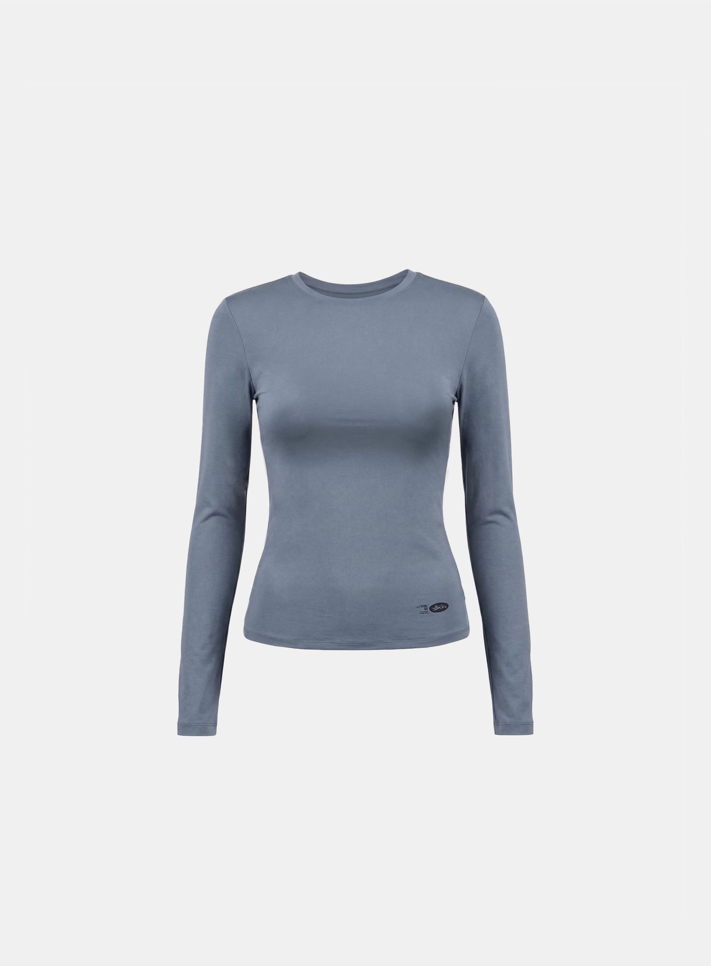 [w-tee26-085] Everyday Crew Neck Long Sleeve T-Shirt - Blue gray