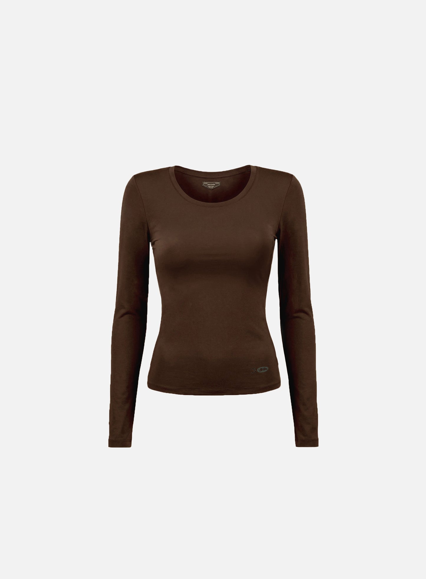 [w-tee26-079] Everyday Scoop Neck Long Sleeve T-Shirt - Brown