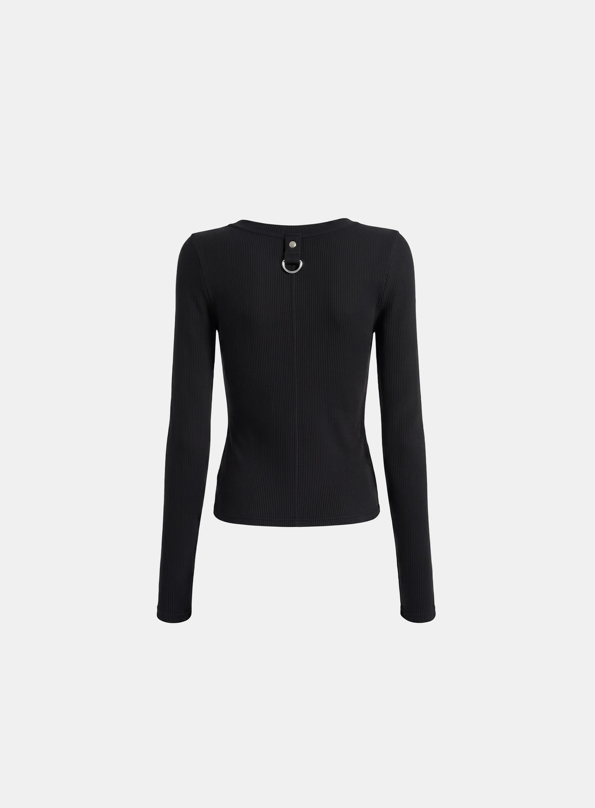 [w-tee26-260] Delta 2 Utility Cotton Rib Slit Crew Long Sleeve - Black