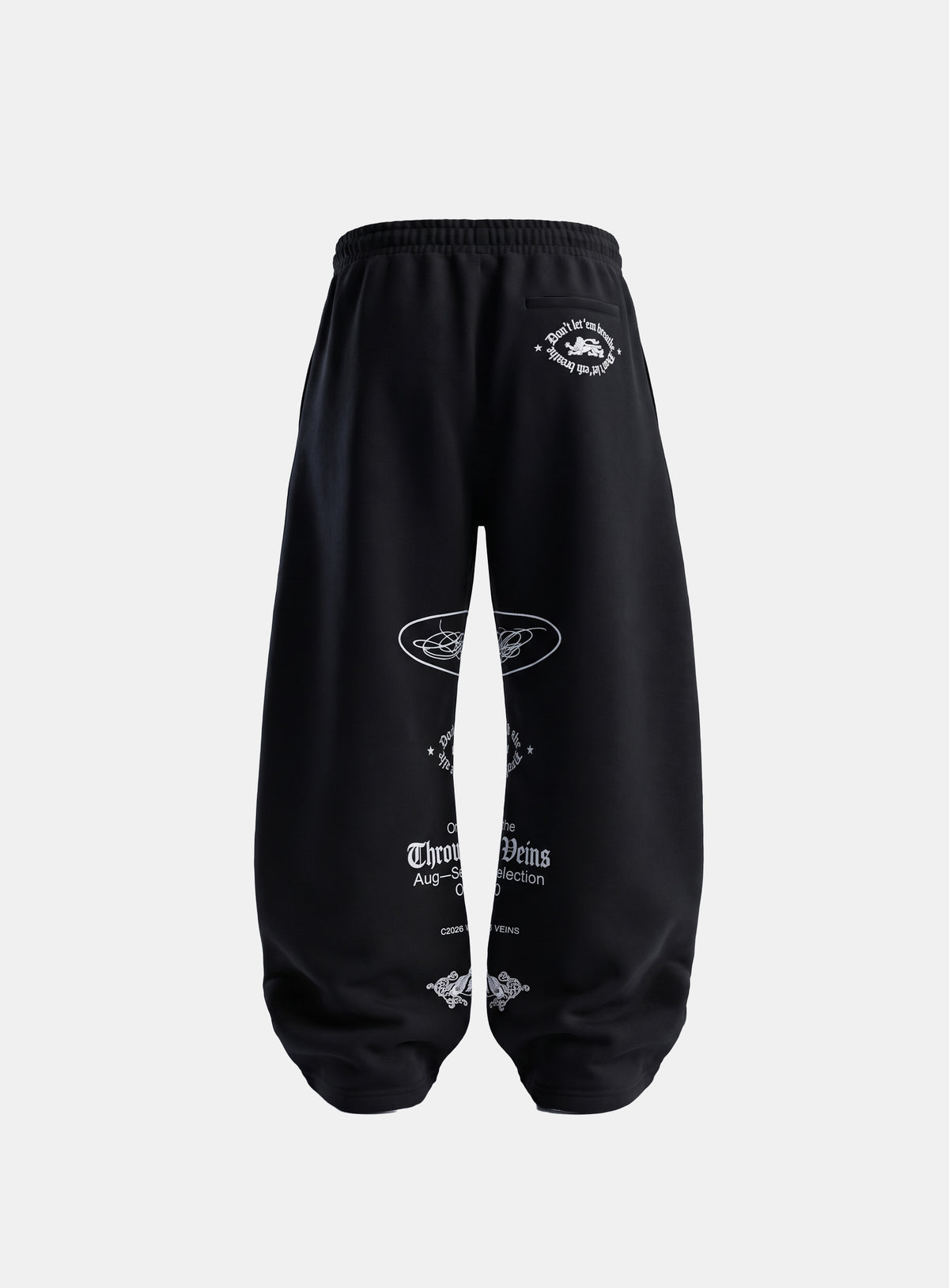 [w-pts26-138] T.M.V. UNCONTROLLED Curved Bootcut Joggers - Black